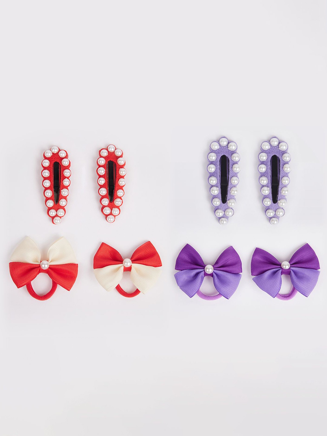 

RIBBON CANDY Set of 8 Girls Embellished Hair Accessory, Red