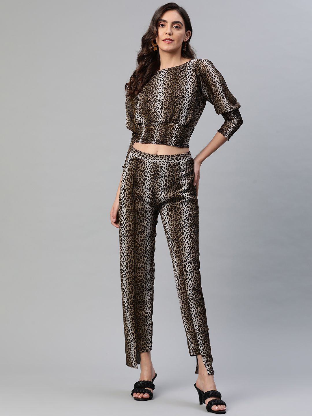 

BAESD Printed Top & Trouser Co-Ord Set, Brown