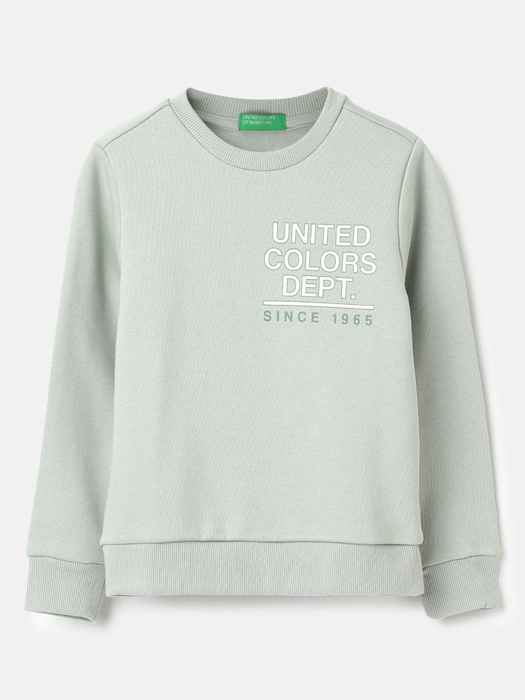 

United Colors of Benetton Boys Typography Printed Round Neck Sweatshirt, Green