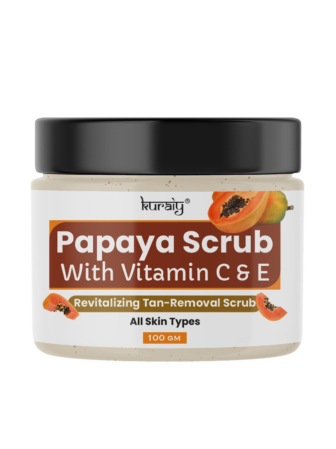 

KURAIY Papaya With Vitamin C & E Revitalizing And Tan Removal Face Scrub- 100g, White