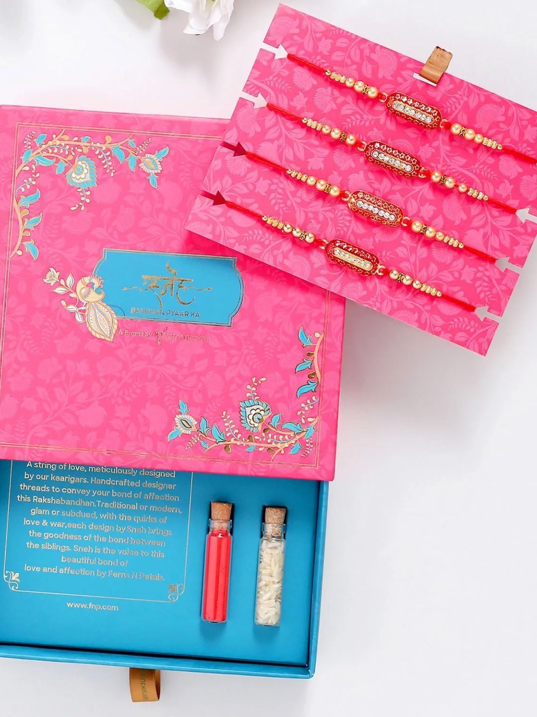 

fnp Charming Capsule Design Set of 4 Rakhi Kids Collection, Gold