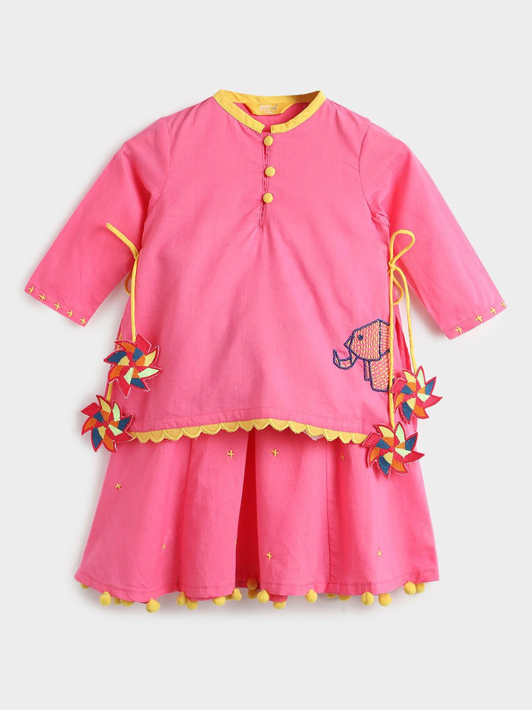 

Somersault Girls Round Neck Cotton A-Line Dress, Pink