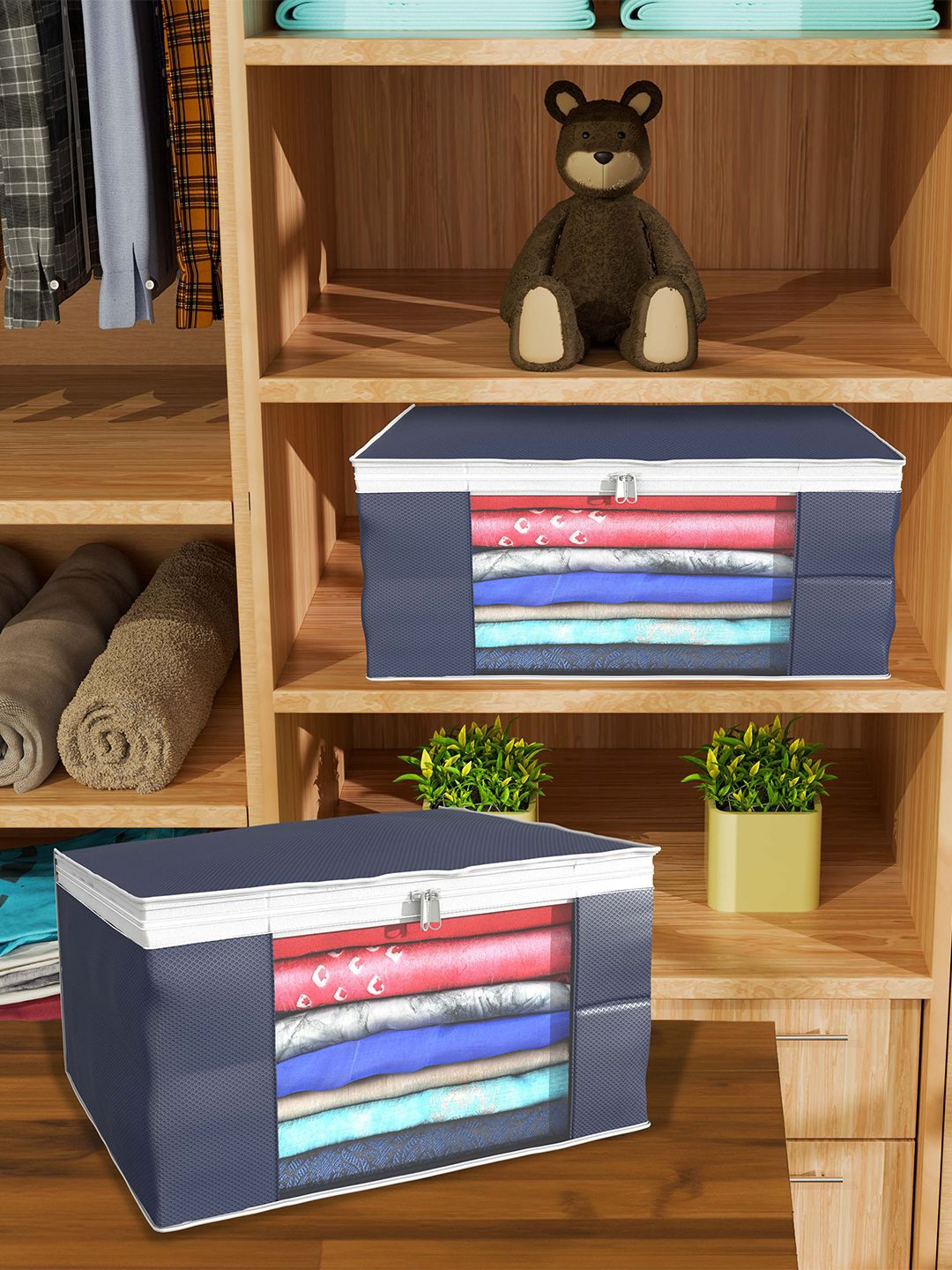 

Kuber Industries Grey 6 Pieces Printed Foldable Drawer Organisers