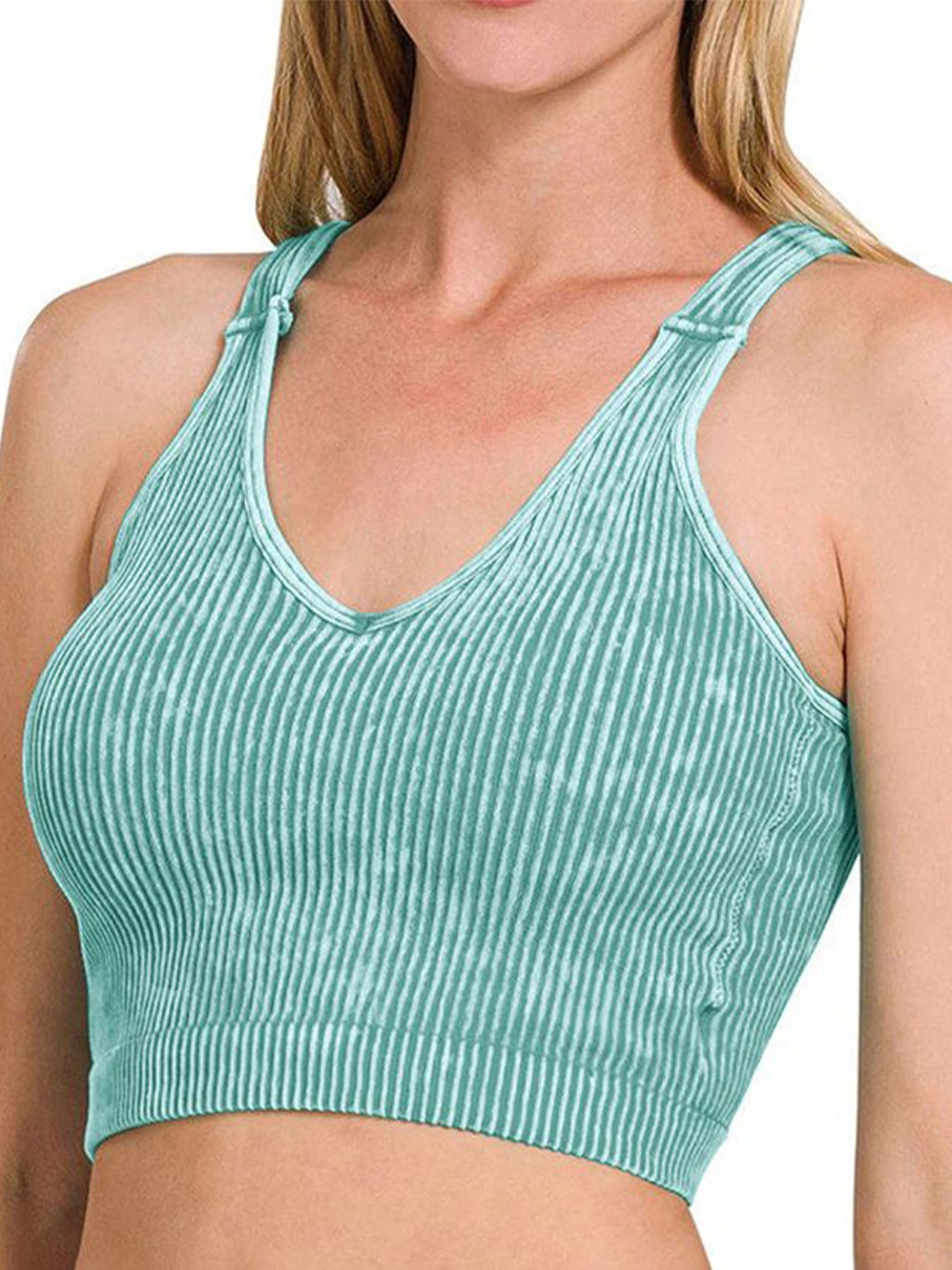 

StyleCast Women Solid V-Neck Top, Green
