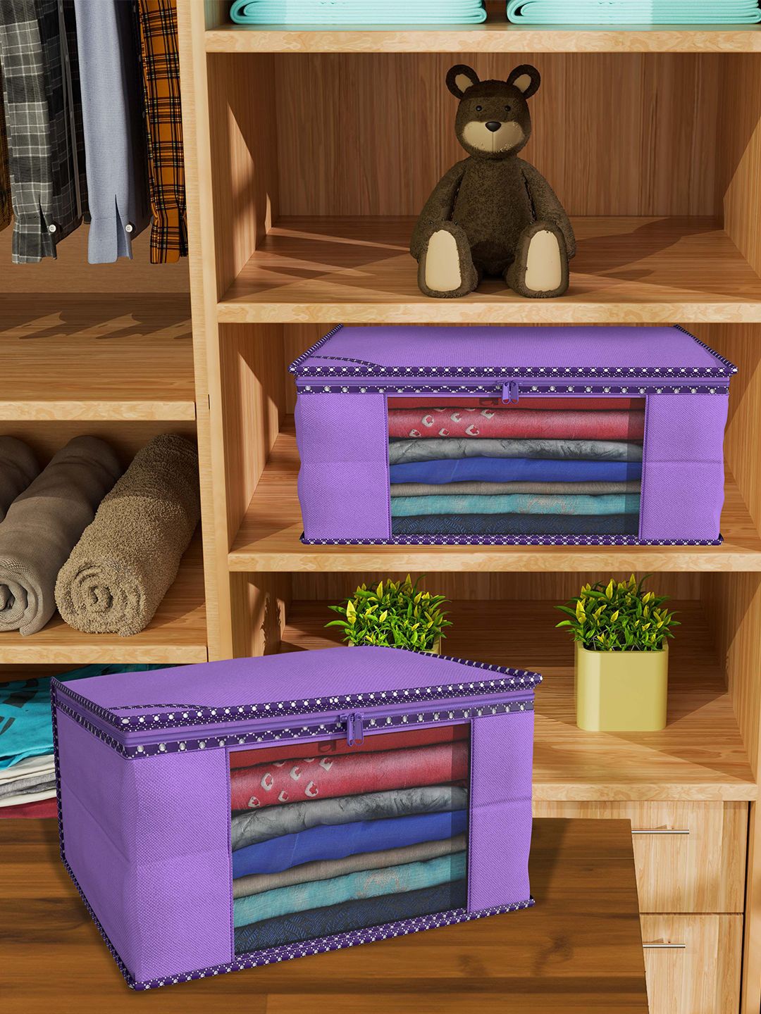 

Kuber Industries Purple & Red 12 Pieces Rectangular Drawer Organisers