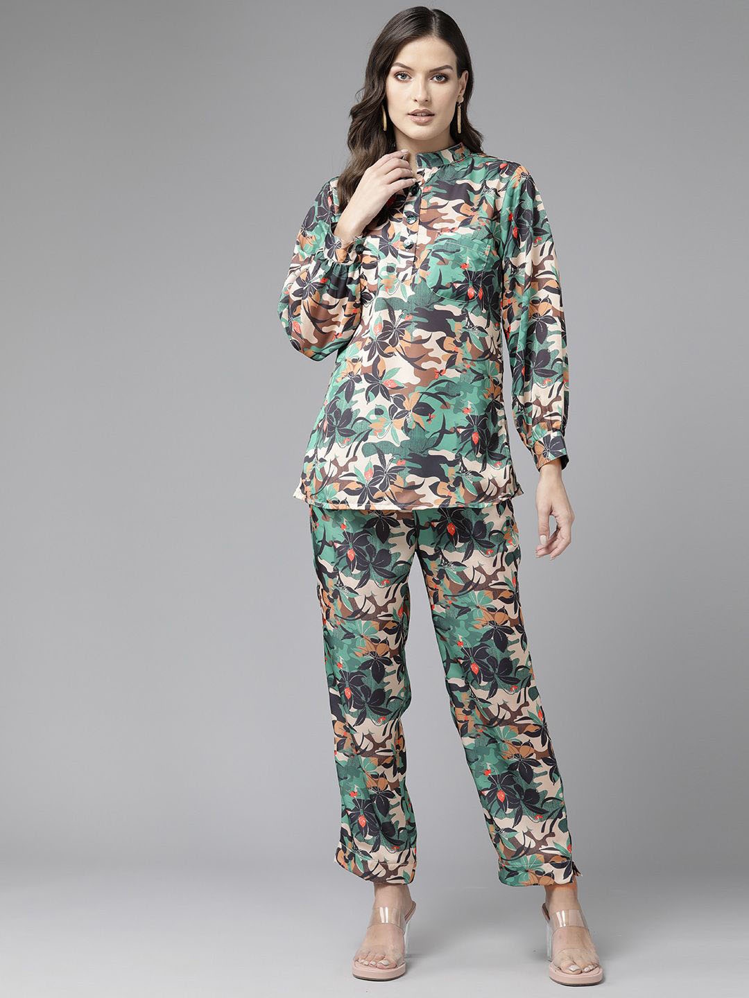 

BAESD Printed Tunic & Trouser Co-Ord Set, Green