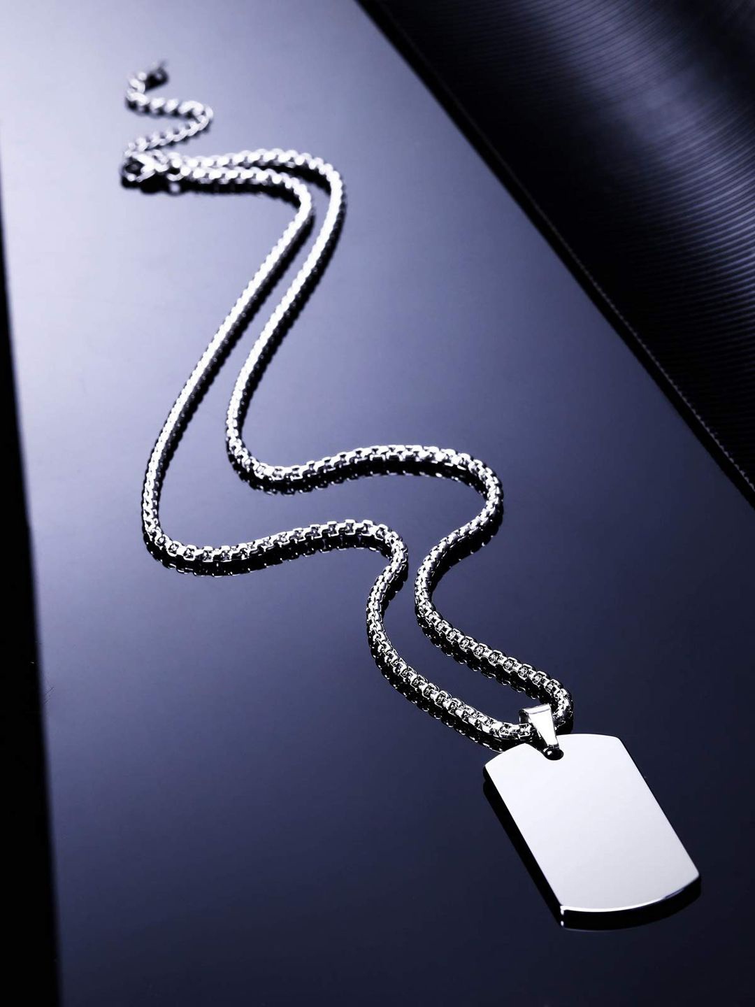 

KRENOZ Men Stainless Steel Silver-Plated Pendants with Chains