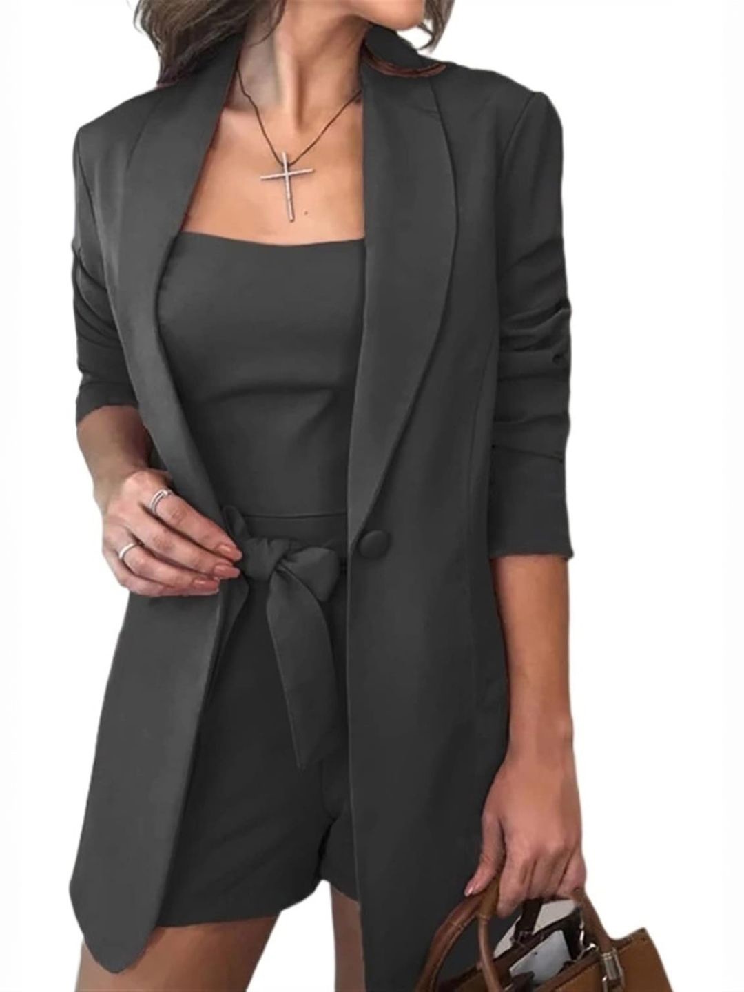 

StyleCast Pure Cotton Coat with Shorts, Black