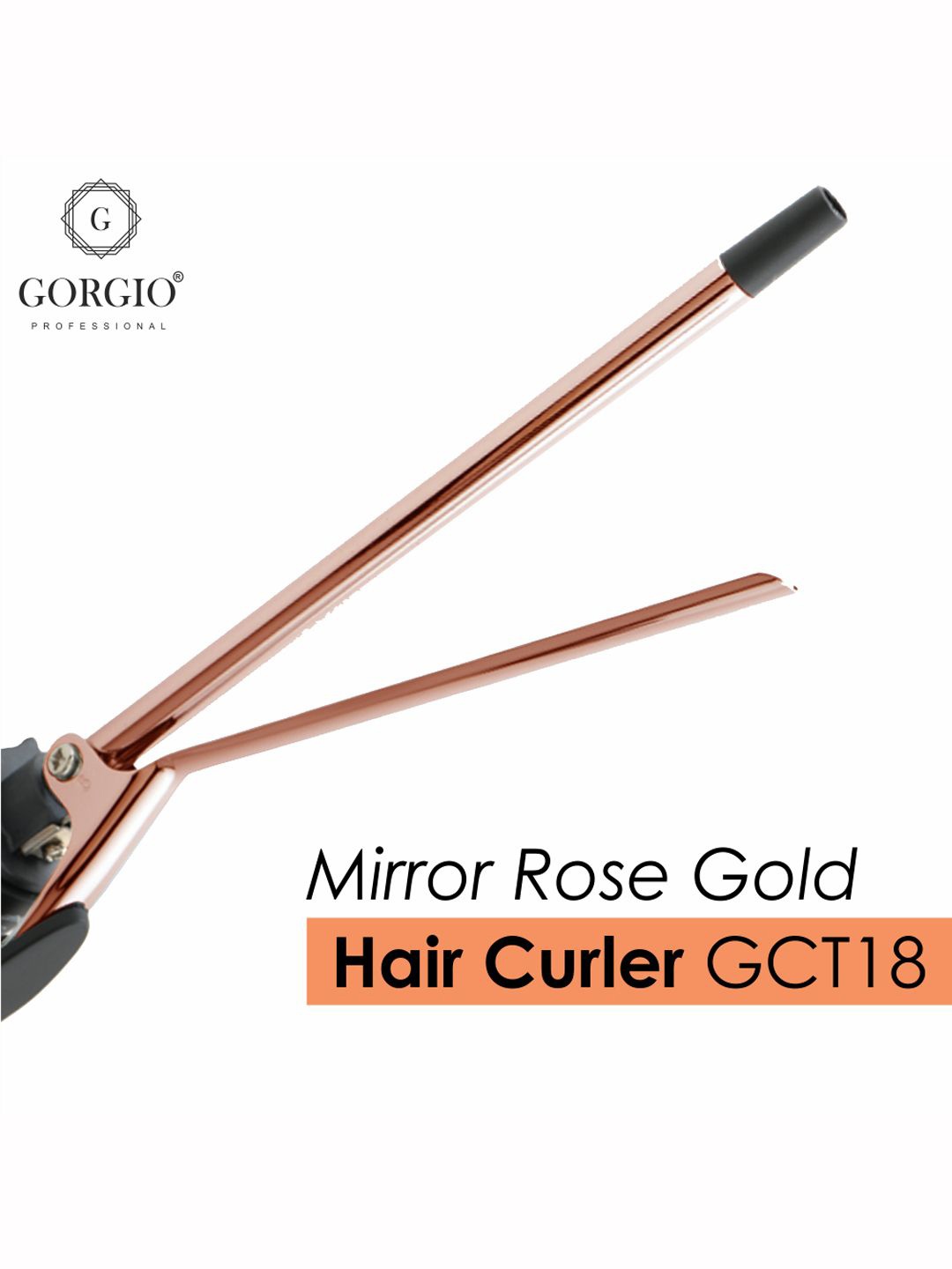

GORGIO PROFESSIONAL Mirror Rose Gold Temperature Controlled LED Hair Curler GCT18, Black