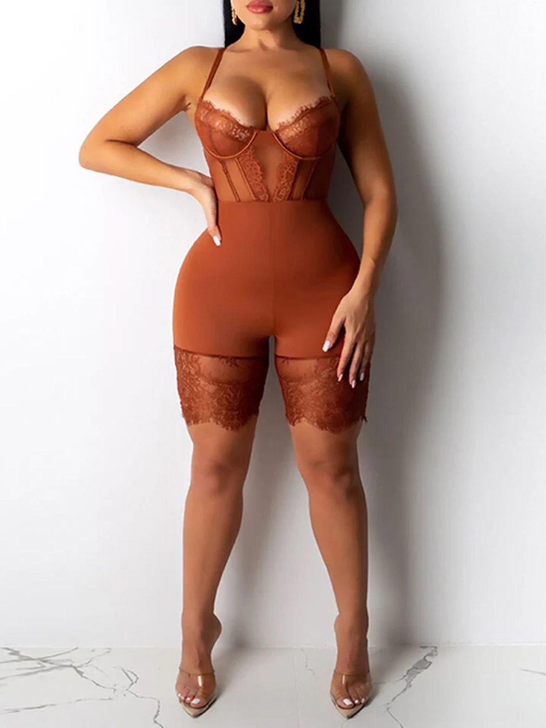 

Stylecast X KPOP Women Shoulder Straps Solid Sleeveless Jumpsuit, Brown