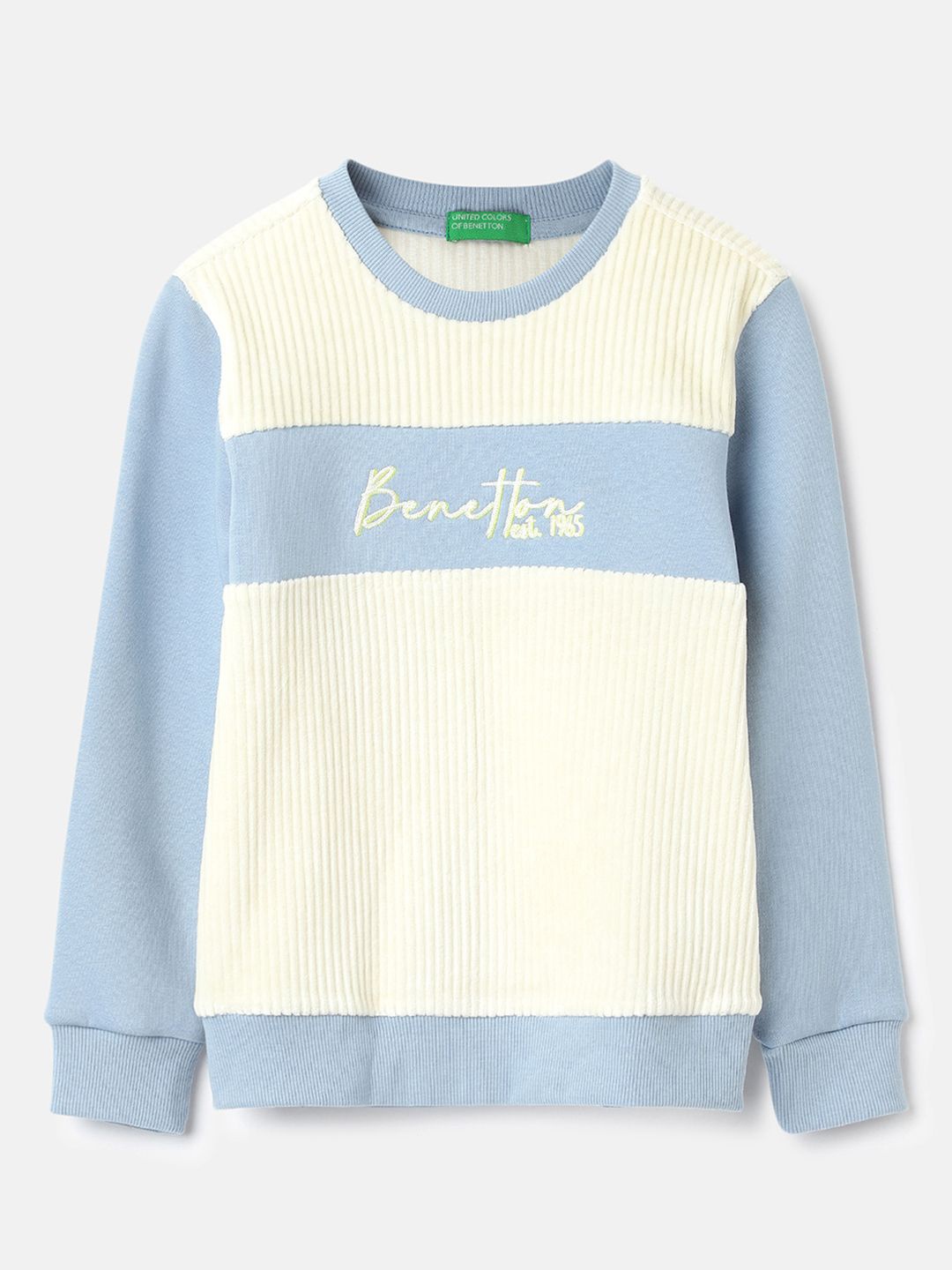 

United Colors of Benetton Boys Striped Round Neck Sweatshirt, Blue