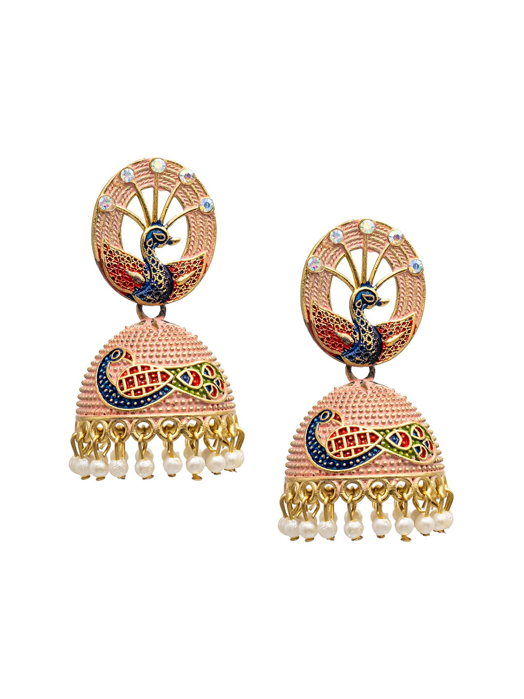 

Shining Jewel - By Shivansh Contemporary Jhumkas Earrings, Peach