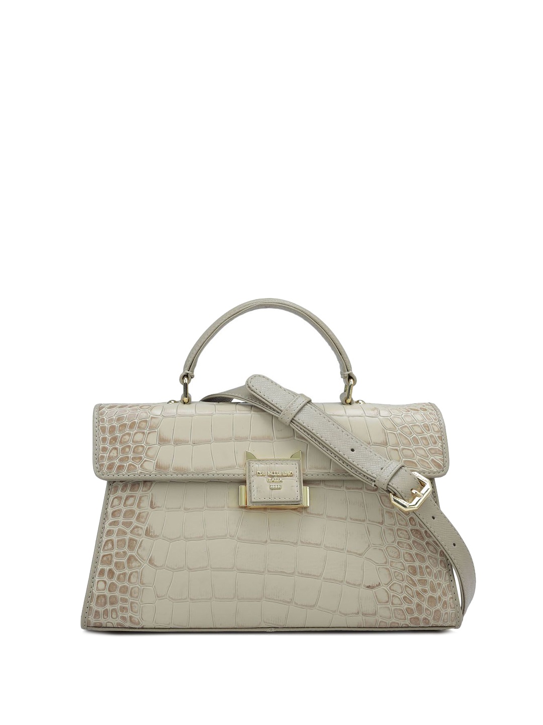 

Da Milano Textured Leather Structured Satchel, White