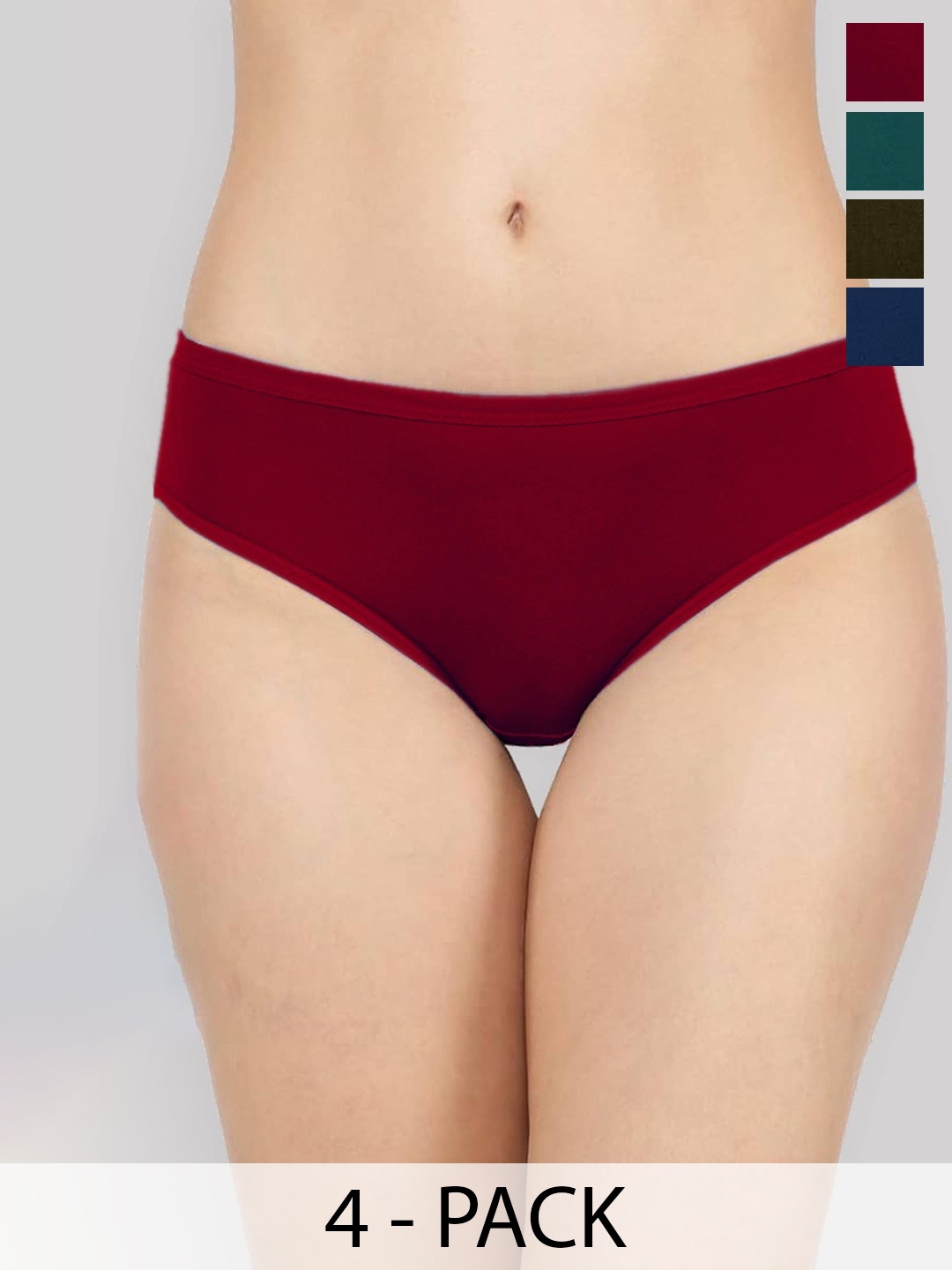 

inner element Pack Of 4 Mid Rise Hipster Briefs, Maroon