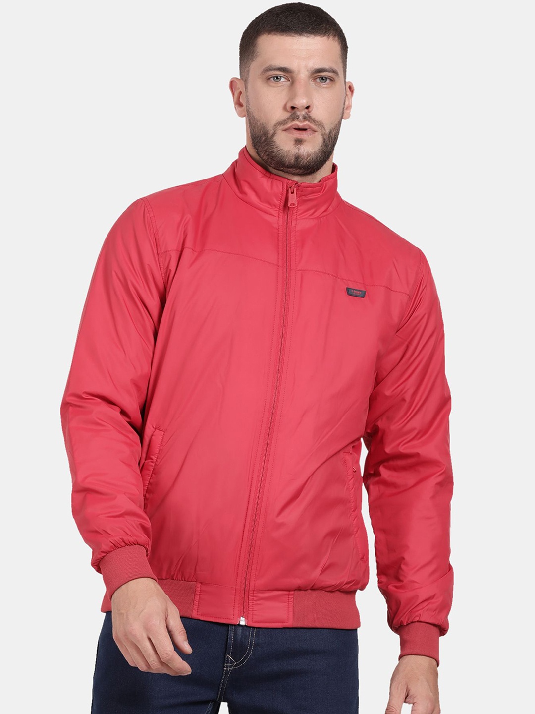 

t-base Men Windcheater Longline Sporty Jacket, Red