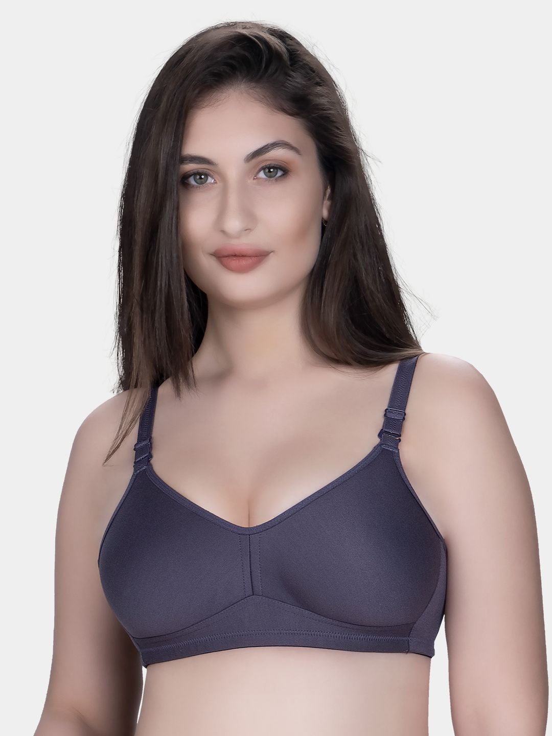 

Trylo Riza Minimizer Cotton Fabric Non-Padded Non-Wired Seamless Molded Bra, Grey