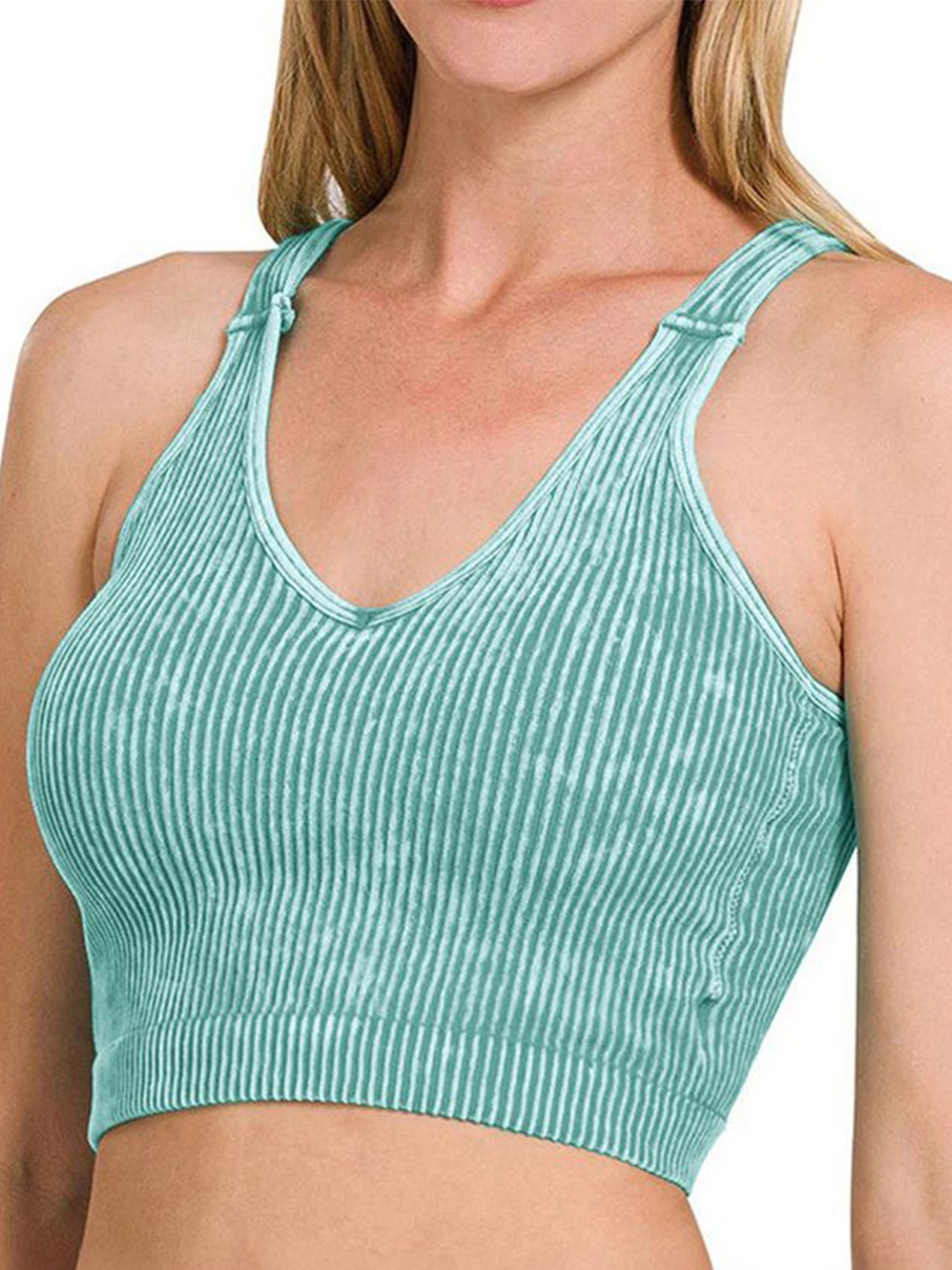

StyleCast Women Solid V-Neck Top, Green