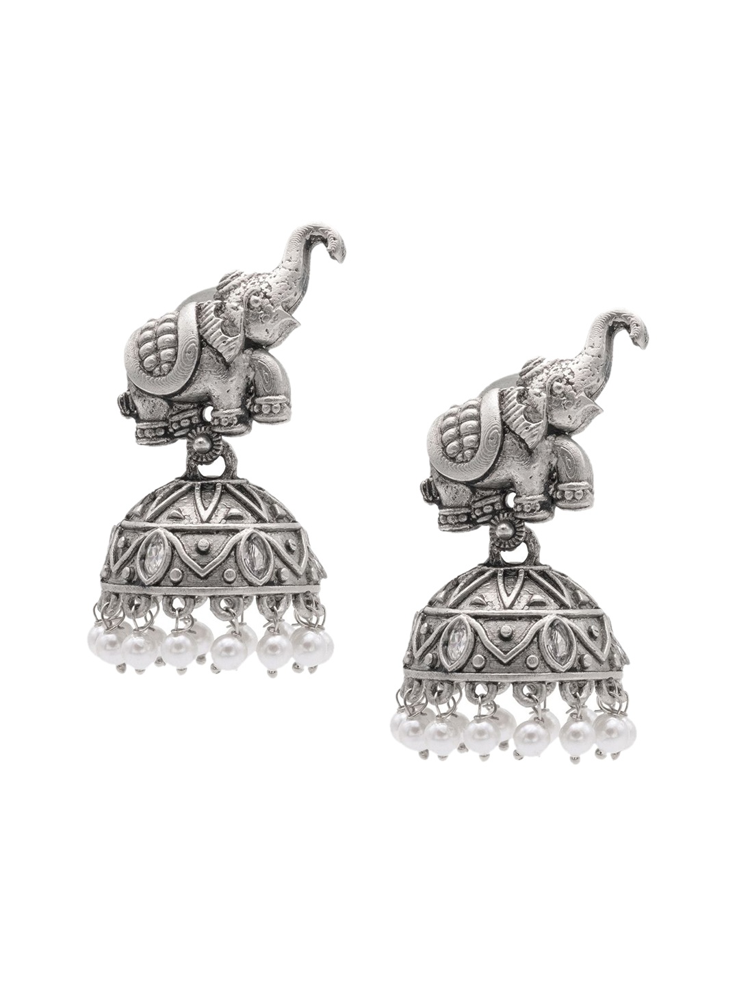 

Shining Jewel - By Shivansh Contemporary Jhumkas Earrings, White