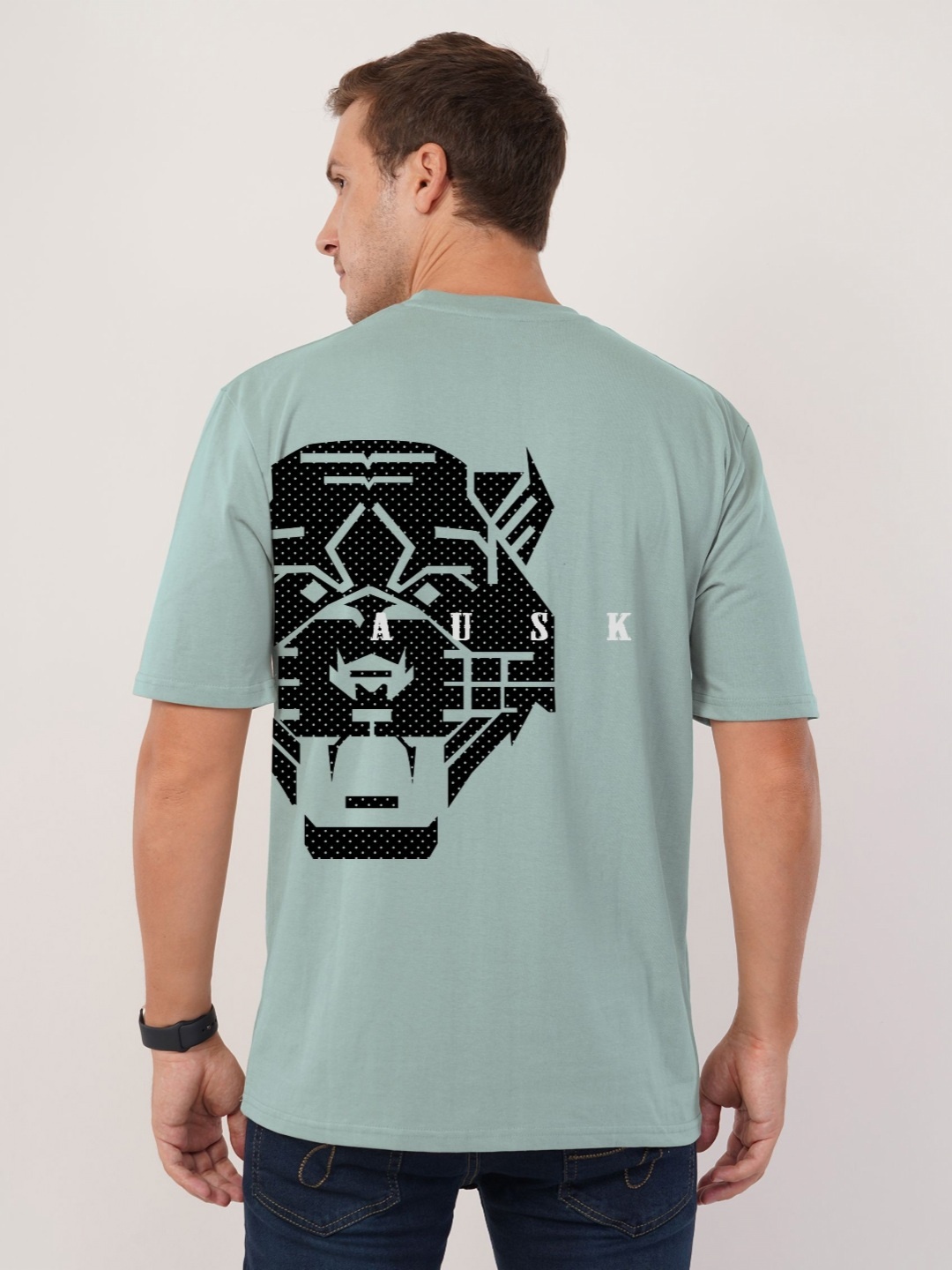

AUSK Front & Back Printed Half Sleeve Round Neck Tshirt, Sea green