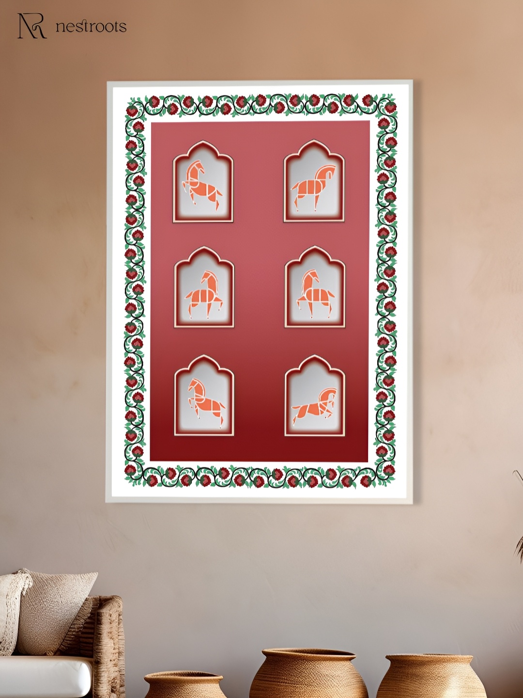 

nestroots Red & White 1 Piece Canvas Other Wall Paintings
