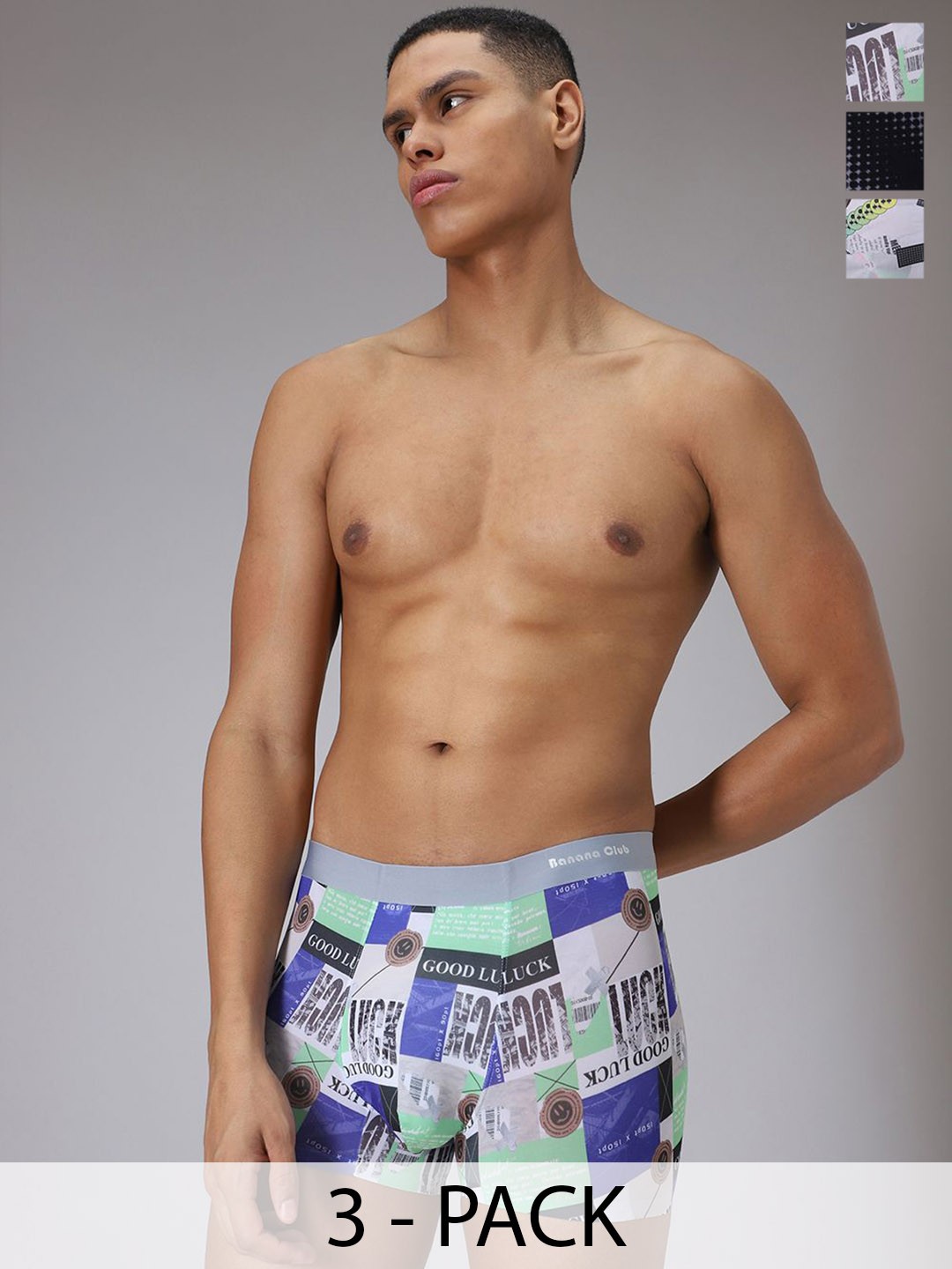 

Banana Club Pack Of 3 Printed Breathability Trunk BCO2897, Blue