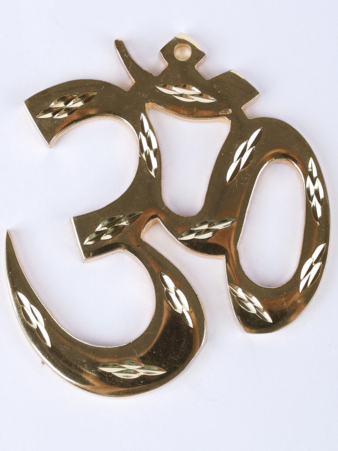 

Exotic India 3" Small Wall Hanging OM (AUM) in Brass - Made in India, Gold