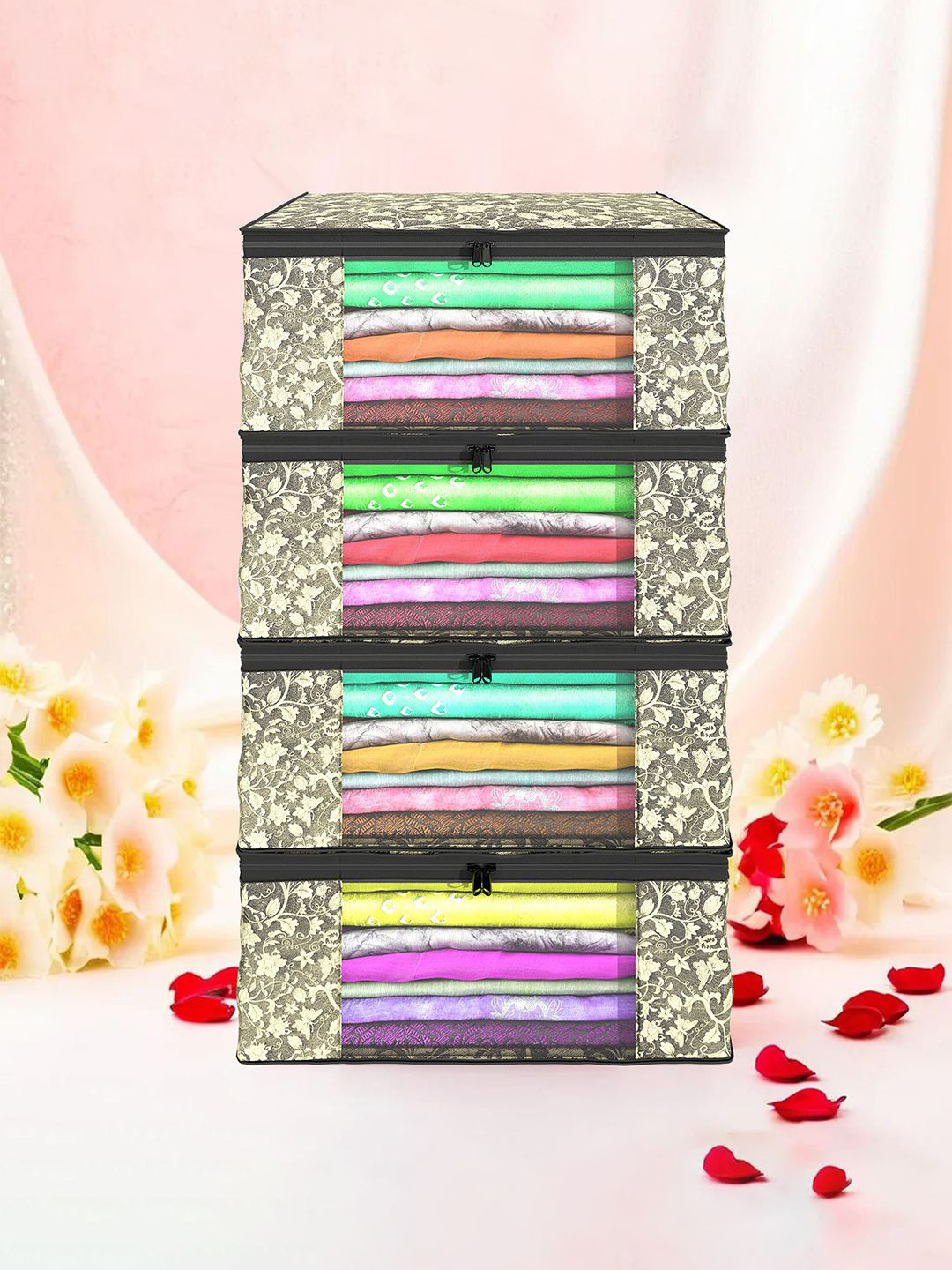 

Kuber Industries Black Set of 4 Regular Drawer Organiser Organisers