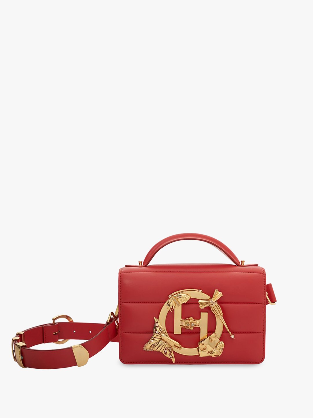

Outhouse Textured Leather Structured Satchel with Quilted, Red