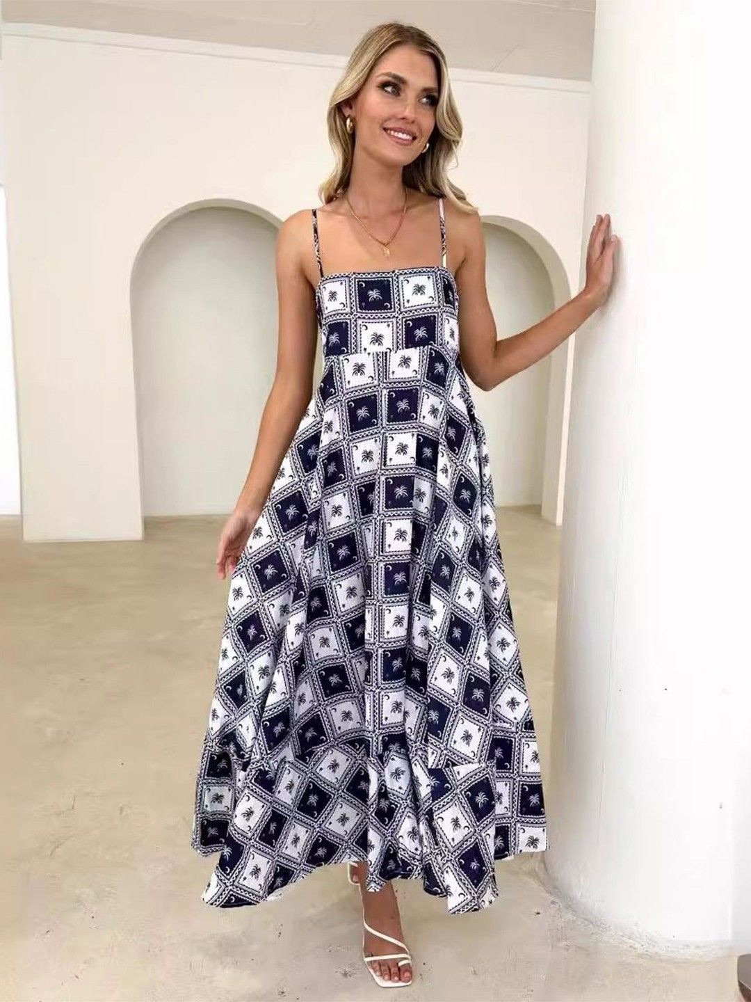 

StyleCast Printed Maxi Dress, Navy blue
