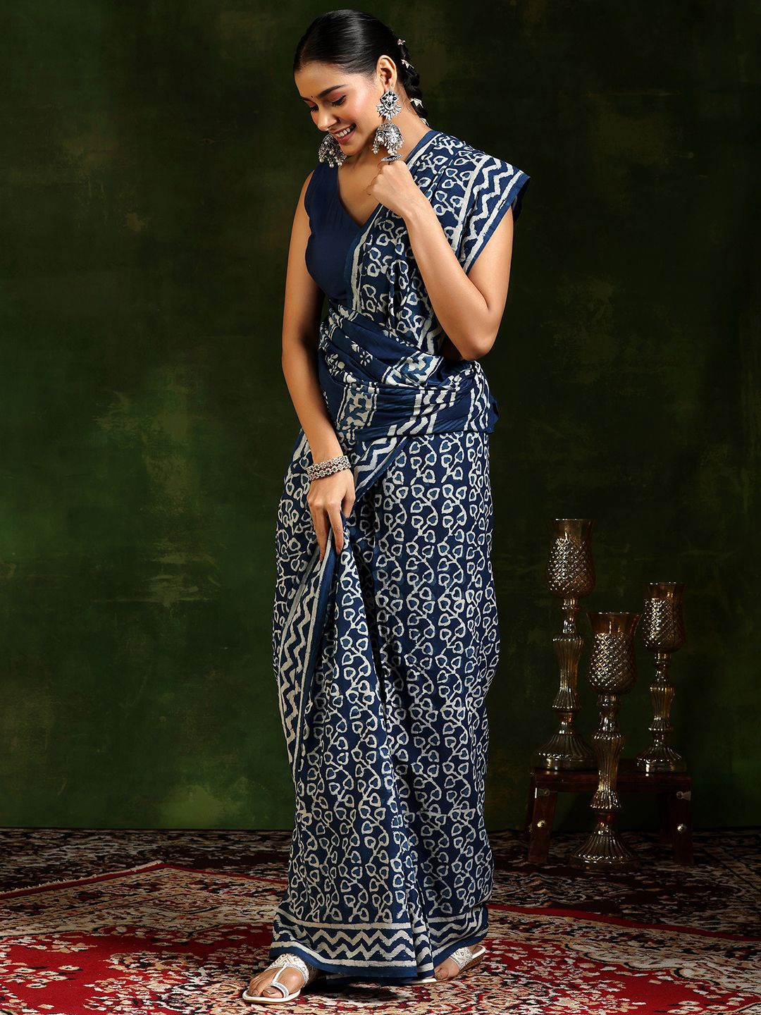 

Libas Ethnic Motifs Pure Cotton Saree, Blue
