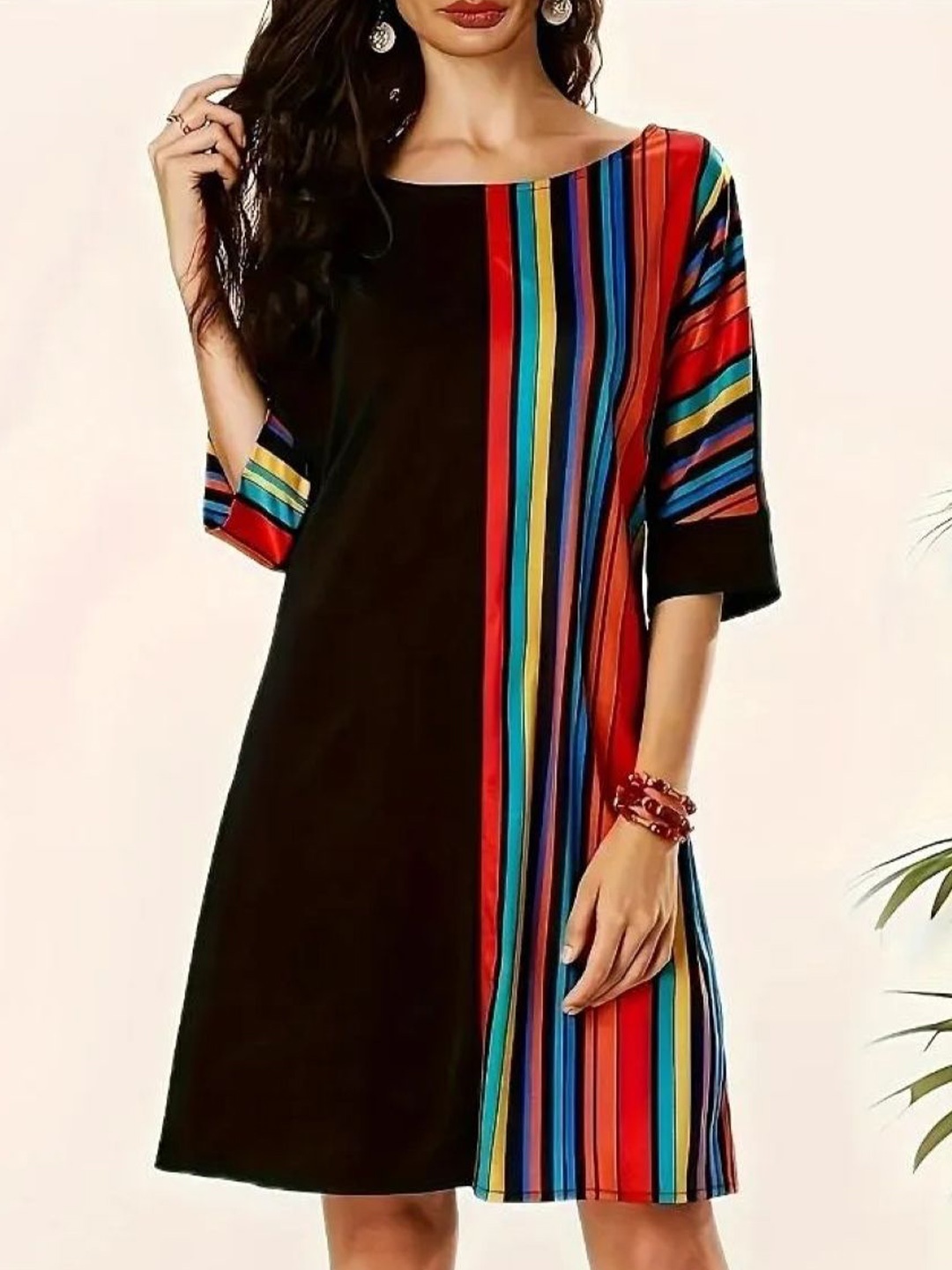 

Stylecast X KPOP Striped A-Line Dress, Black
