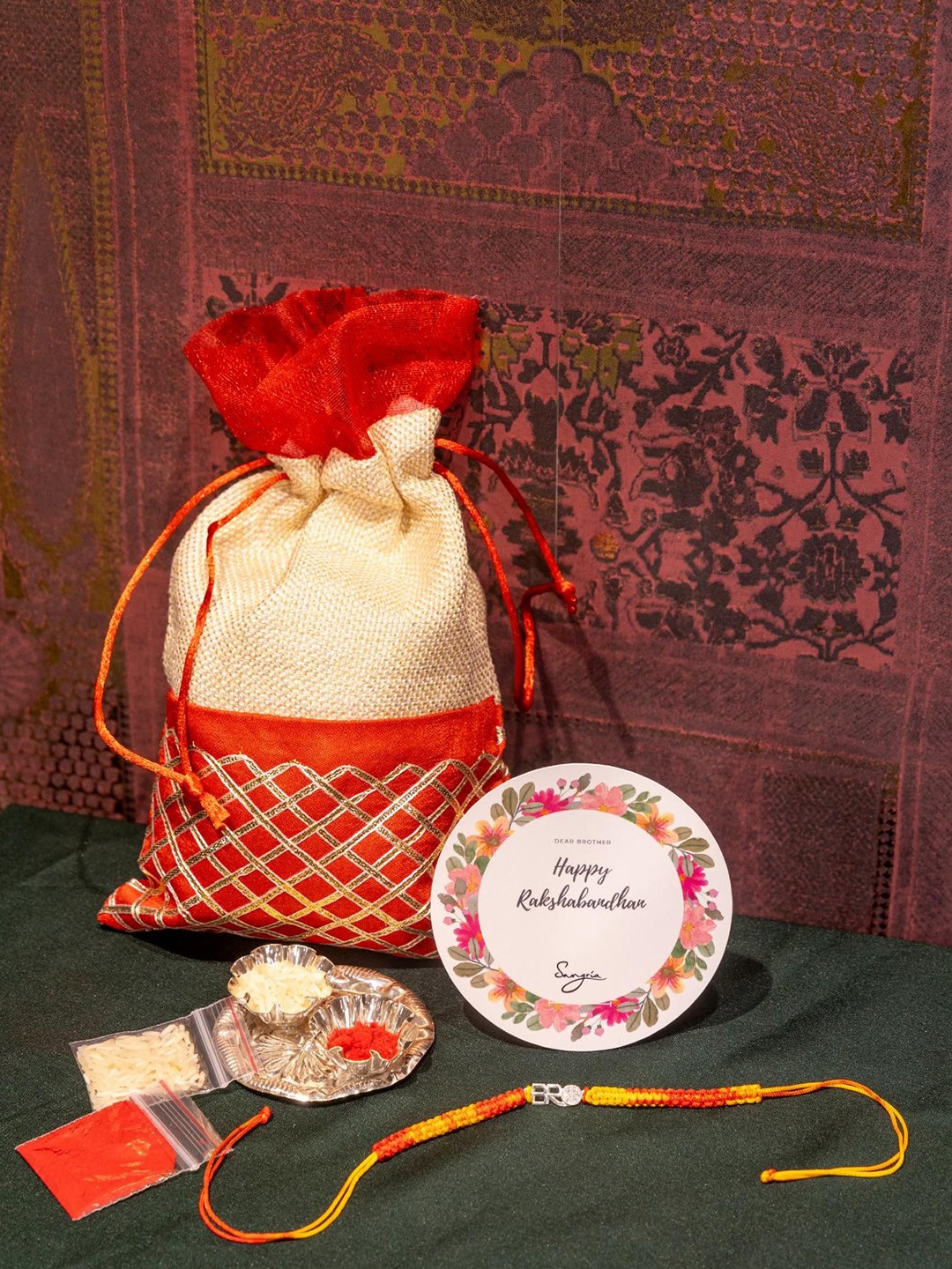 

Sangria 925 Sterling Silver Rakhi Gift Set, Orange