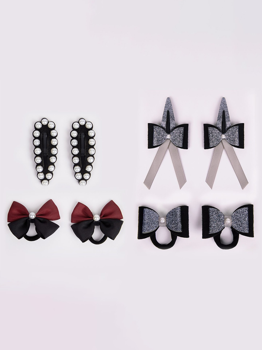 

RIBBON CANDY Set of 8 Girls Embellished Hair Accessory, Grey