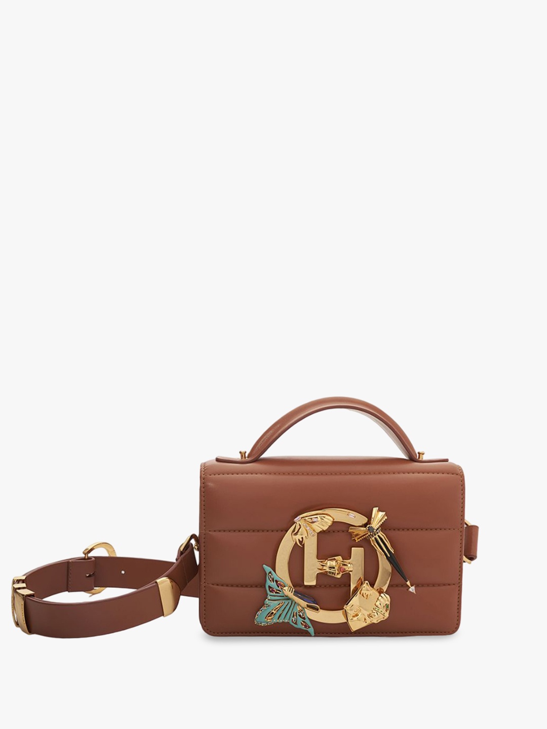 

Outhouse Textured Leather Structured Shoulder Bag, Tan