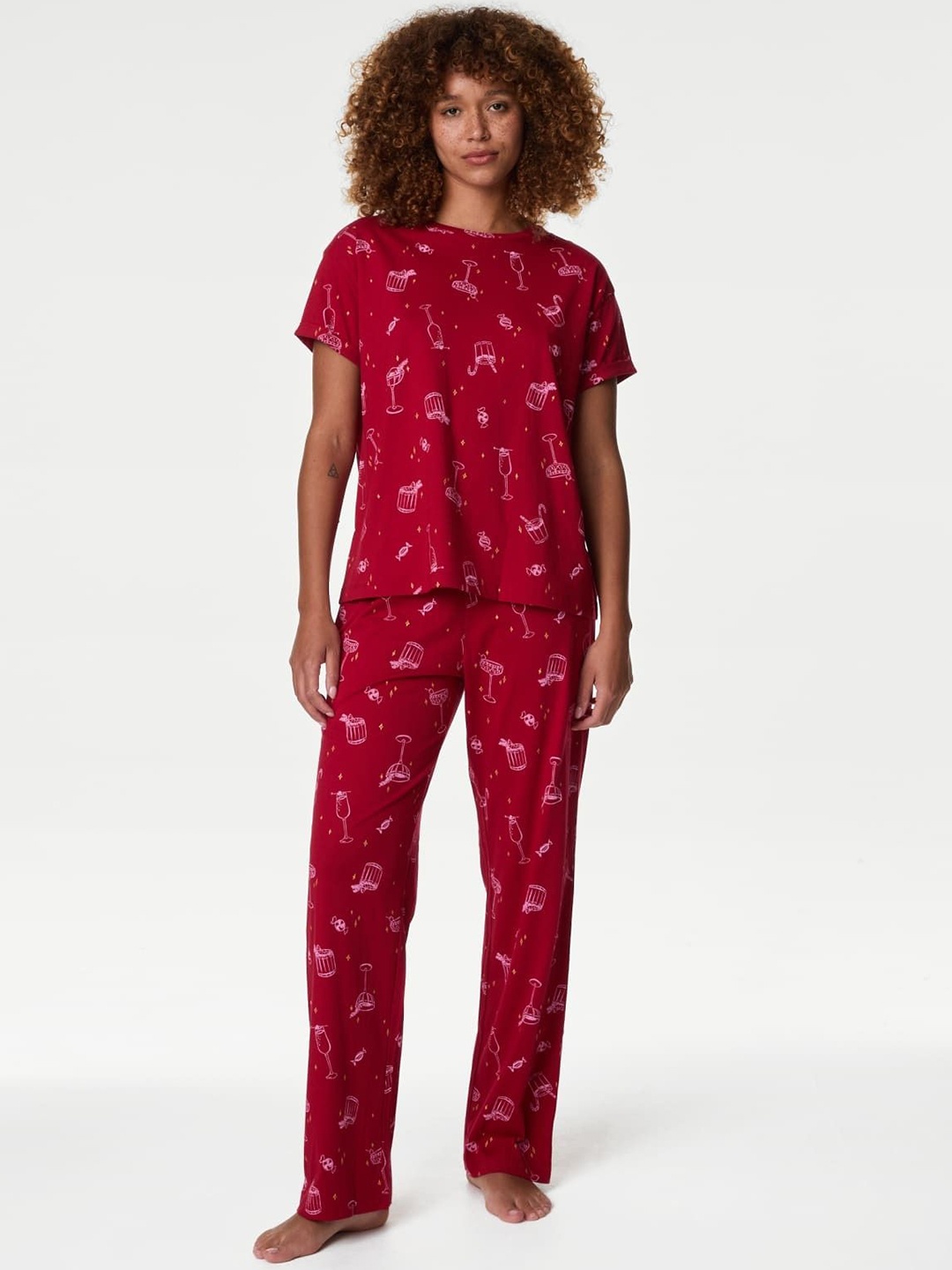 

Marks & Spencer Women Geometric Printed Night suit, Red