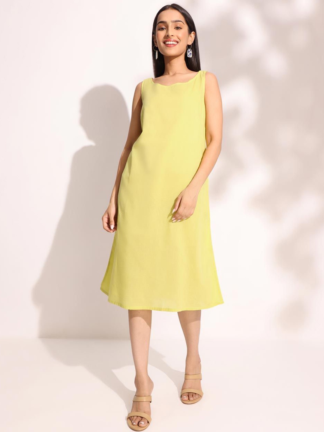 

Fabindia Print A-Line Midi Dress, Green