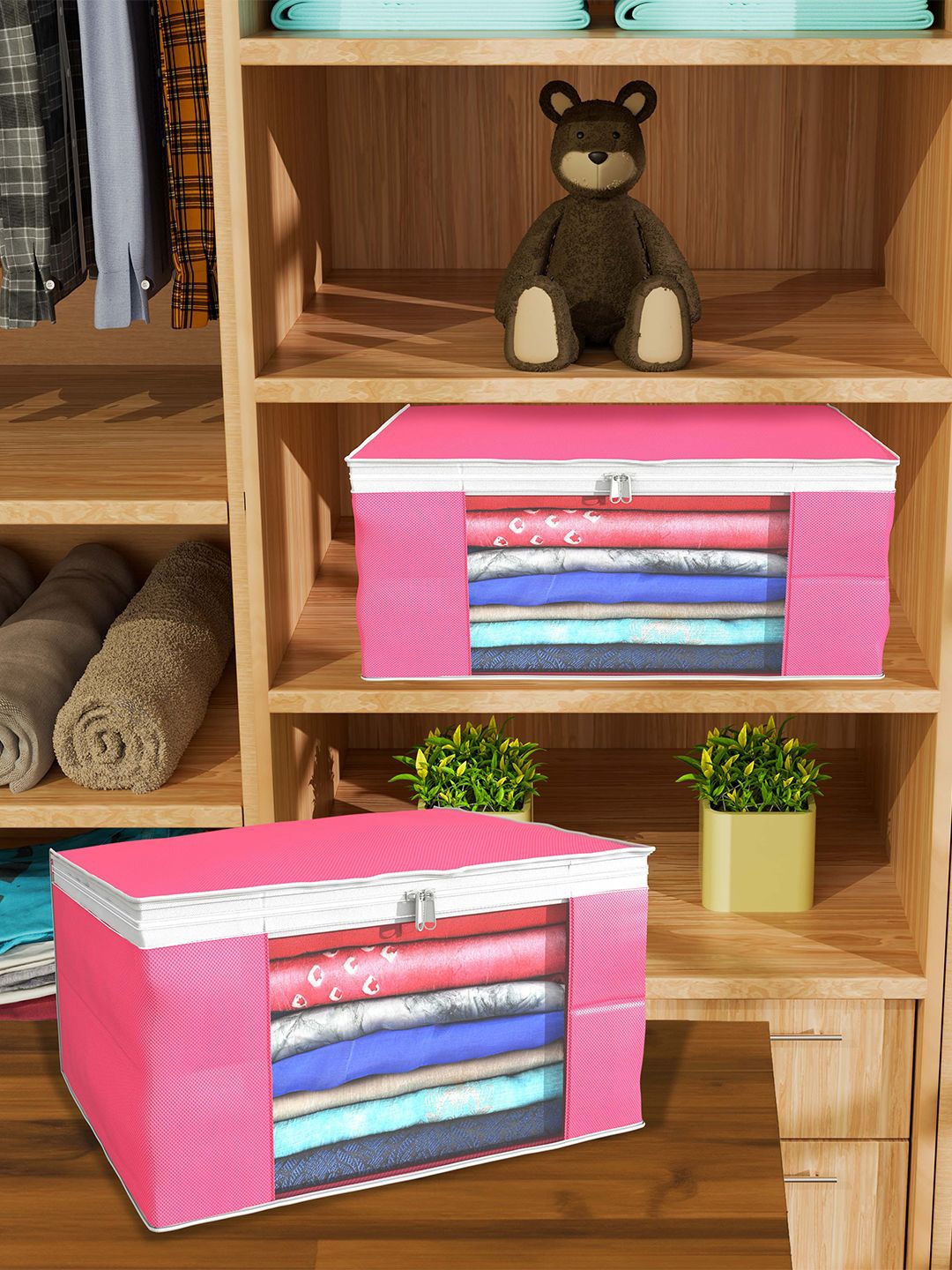 

Kuber Industries Pink & White 24 Pieces Drawer Organisers