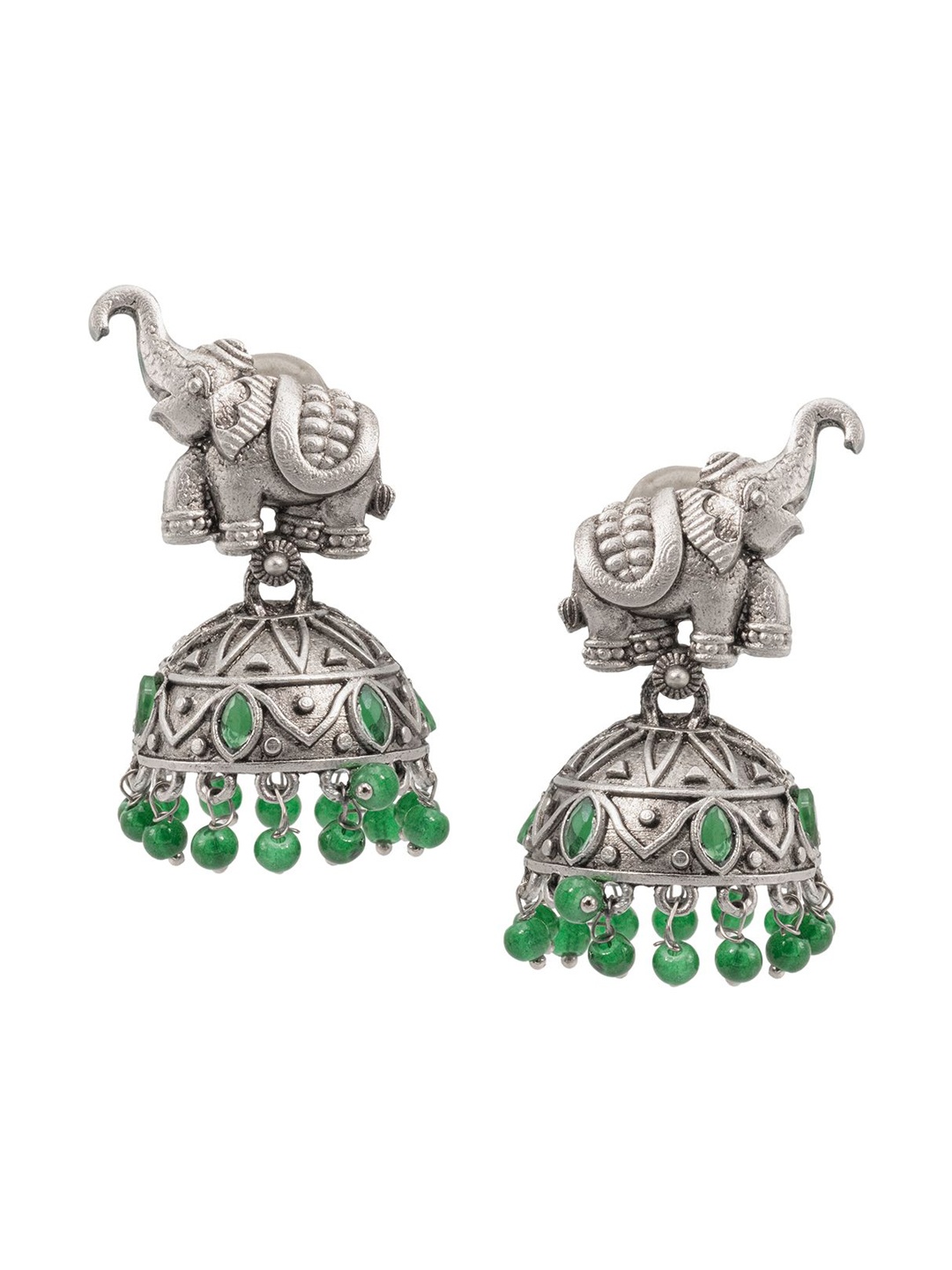 

Shining Jewel - By Shivansh Contemporary Jhumkas Earrings, Green