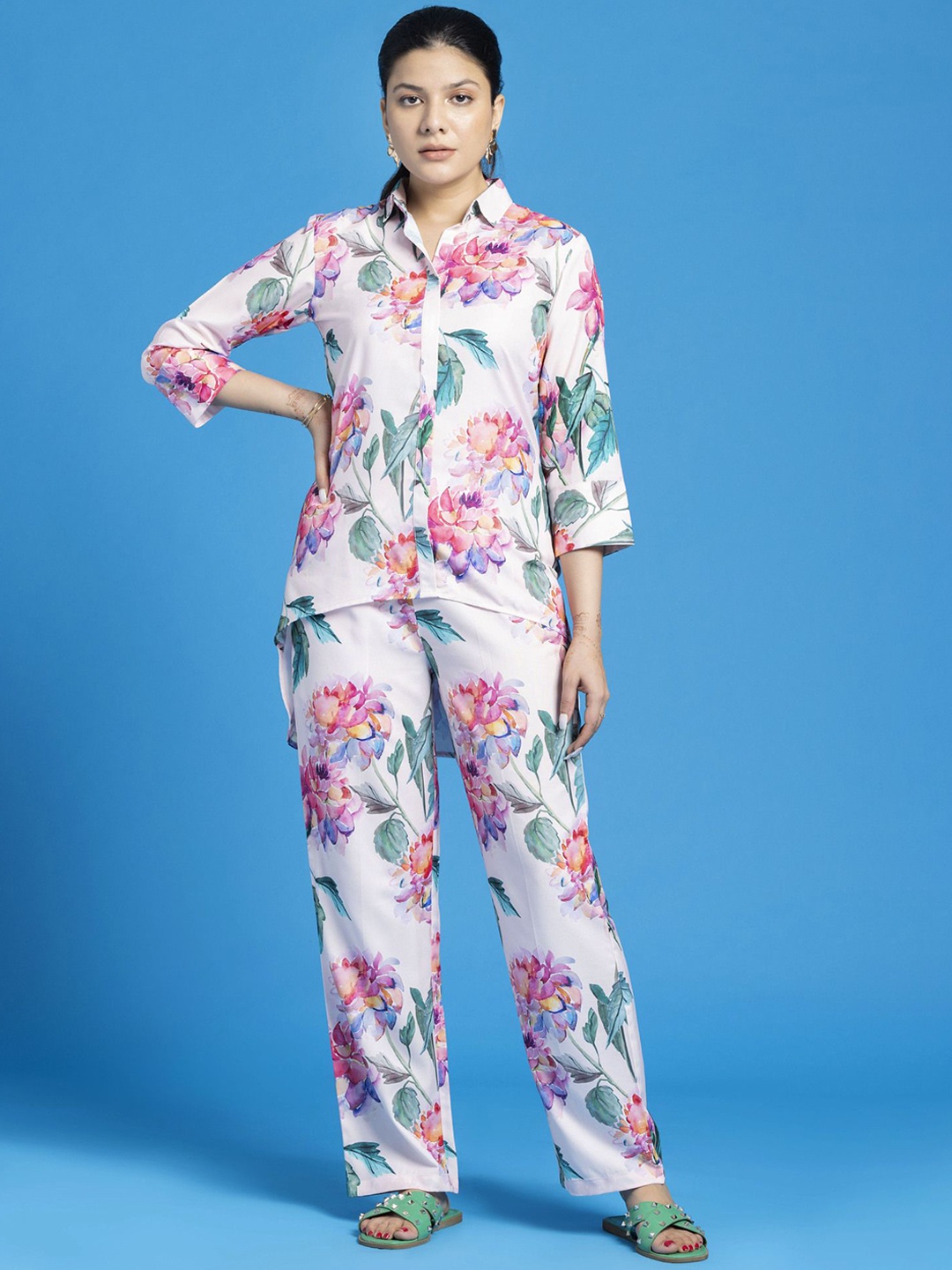 

SEW YOU SOON Printed Shirt & Trouser Co-Ord Set, Na