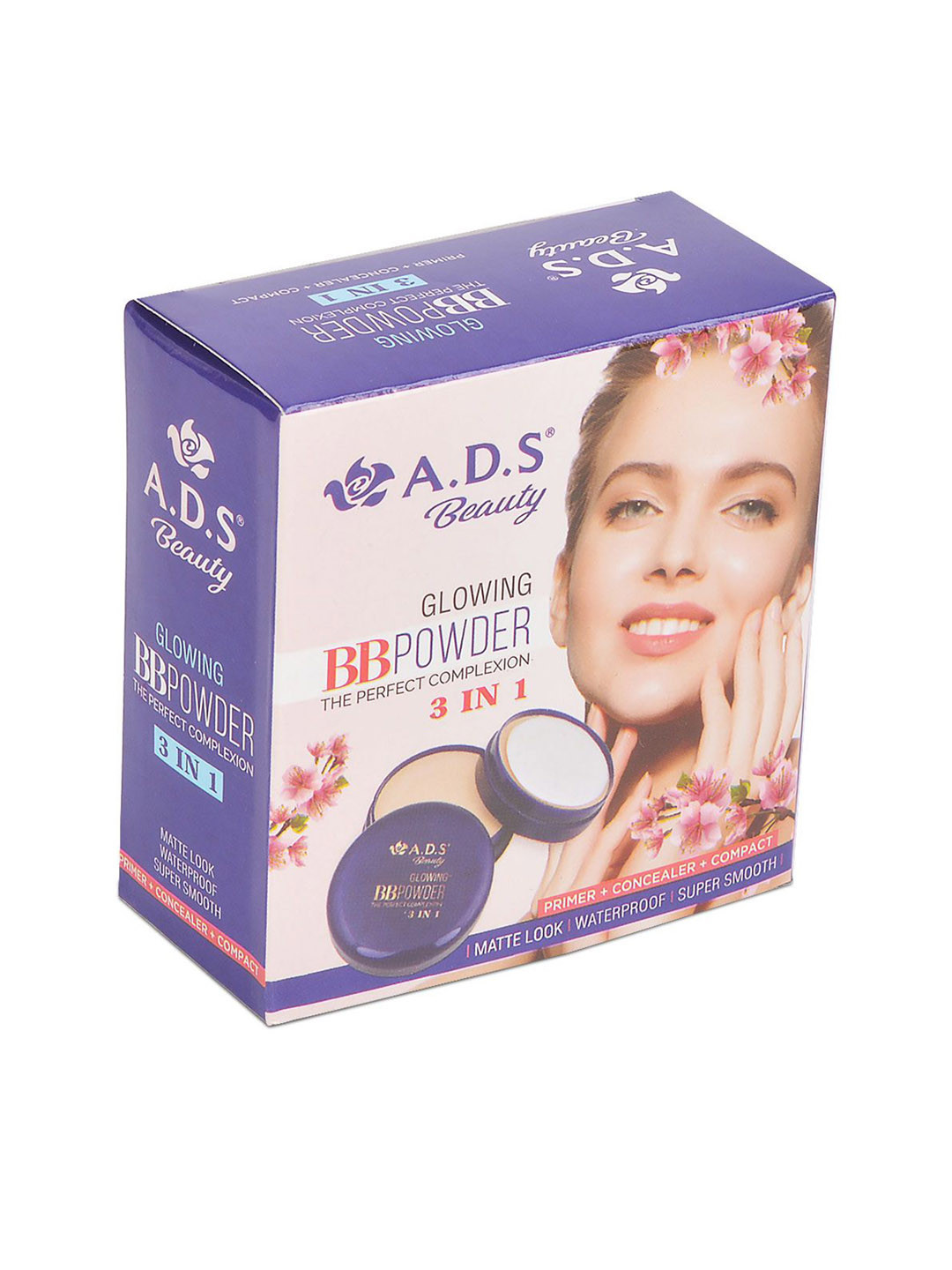

A.D.S 3 In 1 Matte Airbrush Compact Powder, Primer & Concealer-20g, Beige