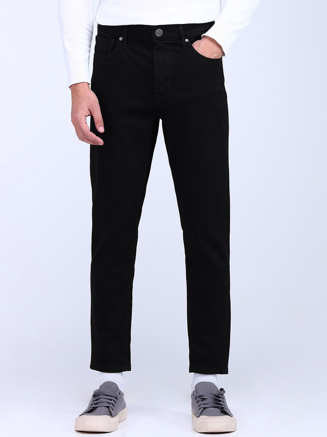 

Flying Machine Men Tapered Fit Highly Distressed Stretchable Jeans, Black