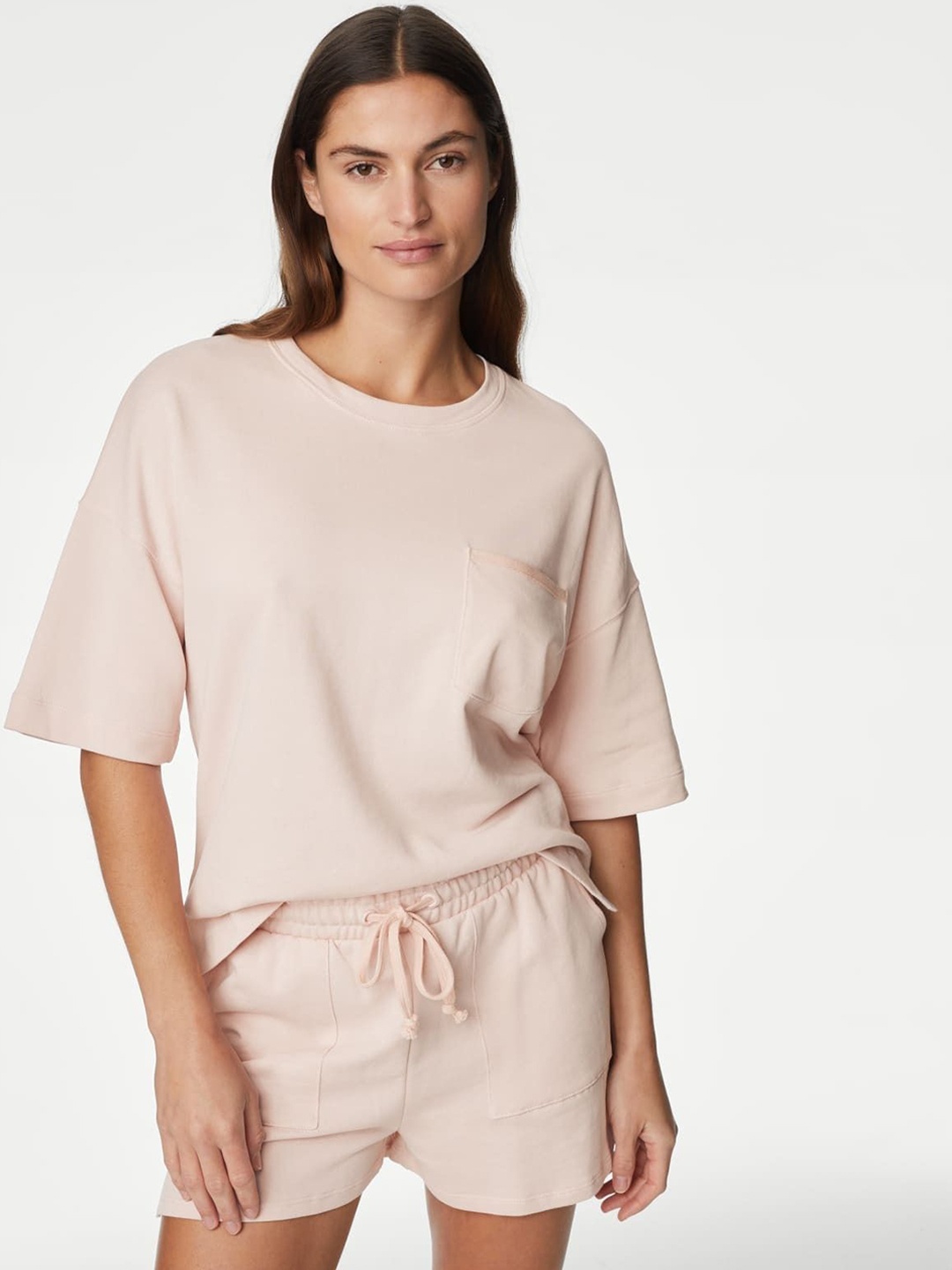 

Marks & Spencer Women Solid Night suit, Pink