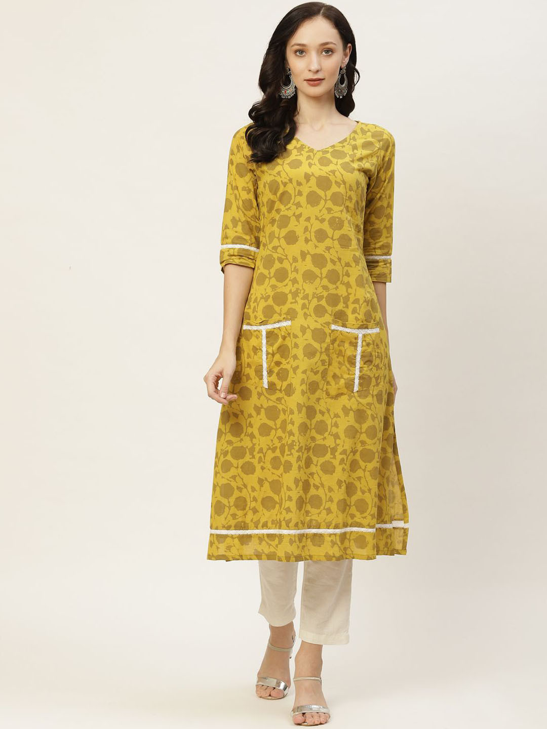 

Shaily Geometric Printed Cotton Straight Kurta, Green