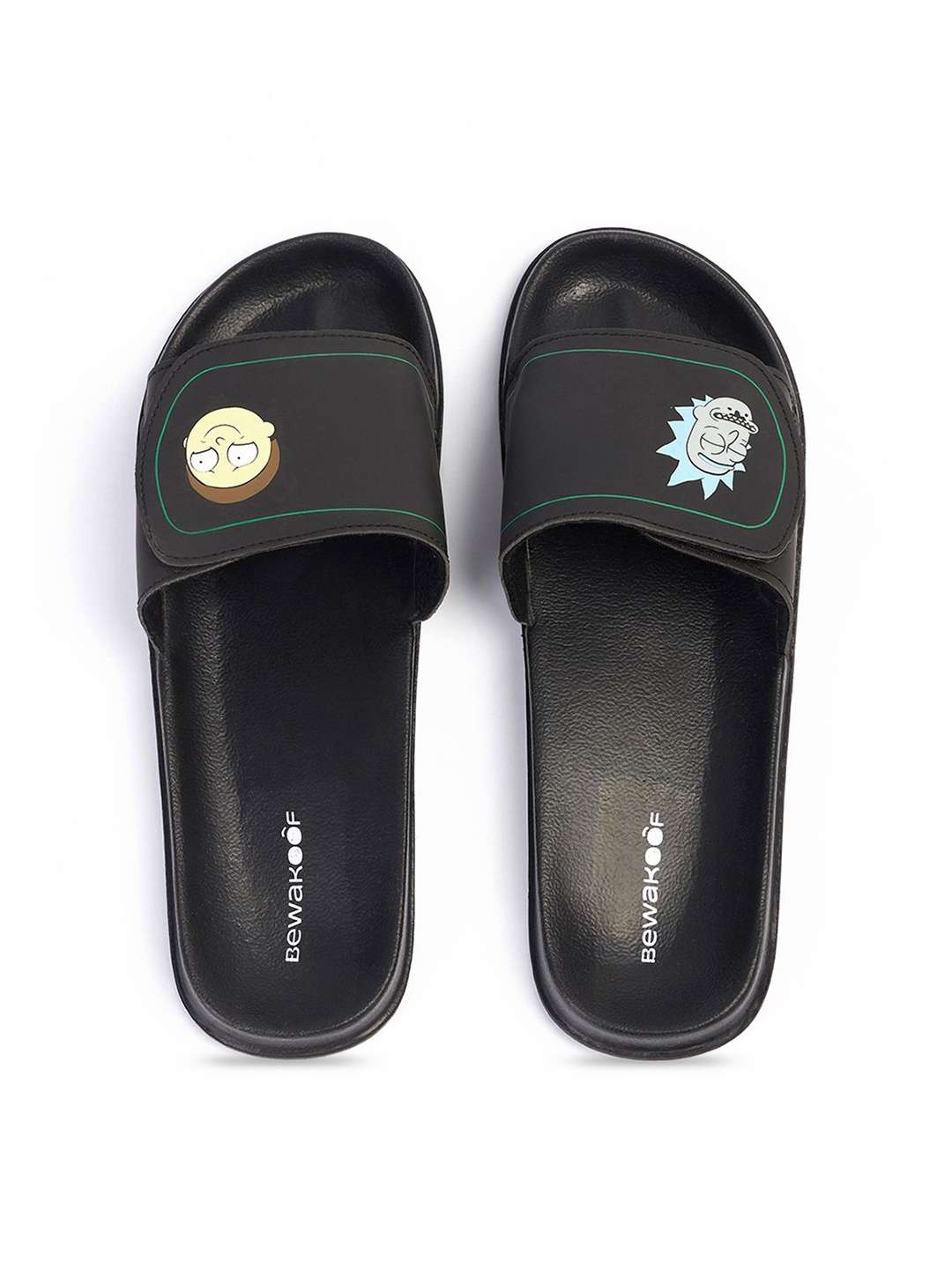 

Bewakoof Men Printed Rubber Sliders, Black