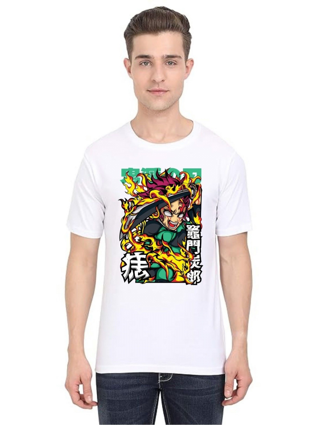 

BAESD Men Printed Sublimation Applique T-shirt, White