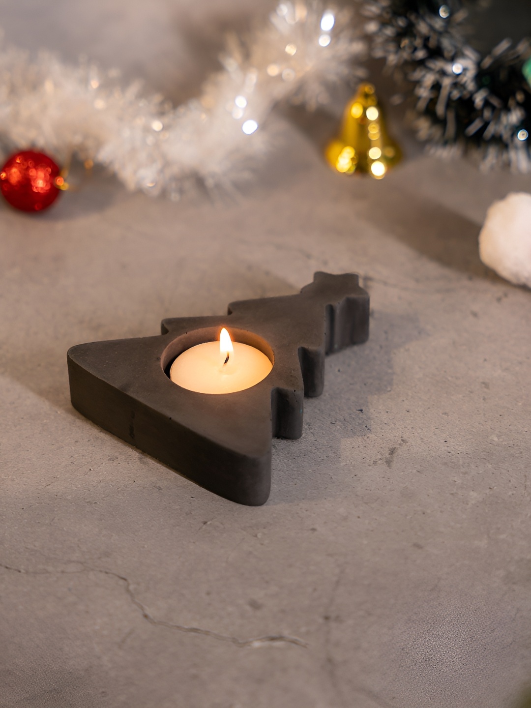 

Greyt Dark Grey Textured Stoneware Candle Holder