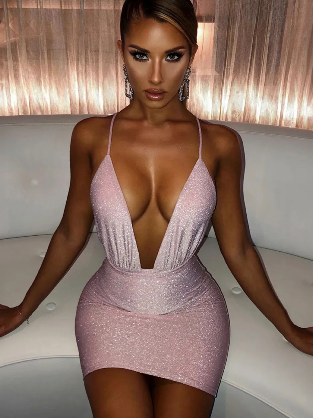 

Stylecast X KPOP Embellished Bodycon Mini Dress, Pink
