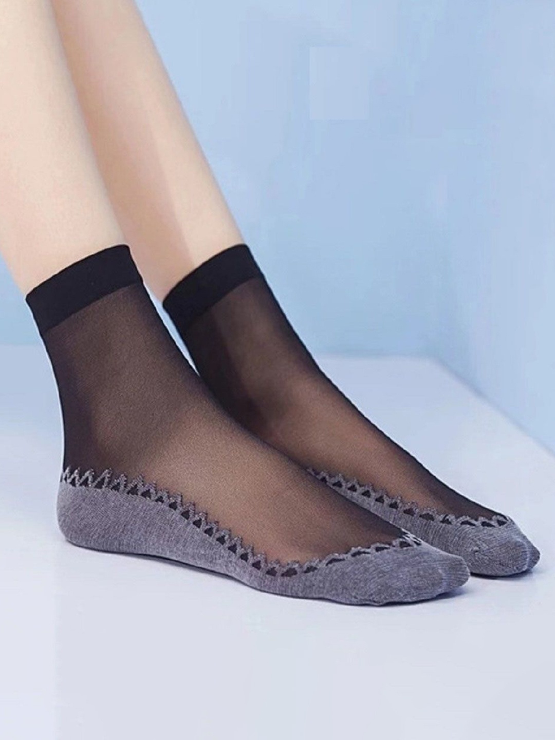 

MYYNTI Self Design Ankle Length Socks, Black