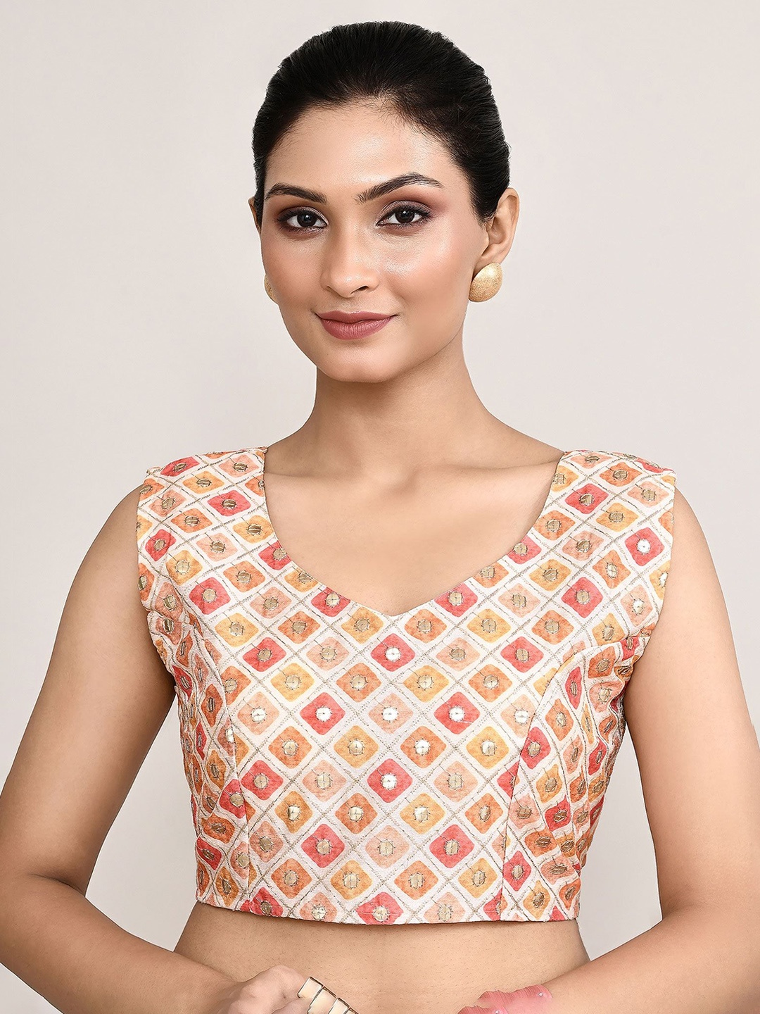 

Manu Designer Embroidered Saree Blouse, White
