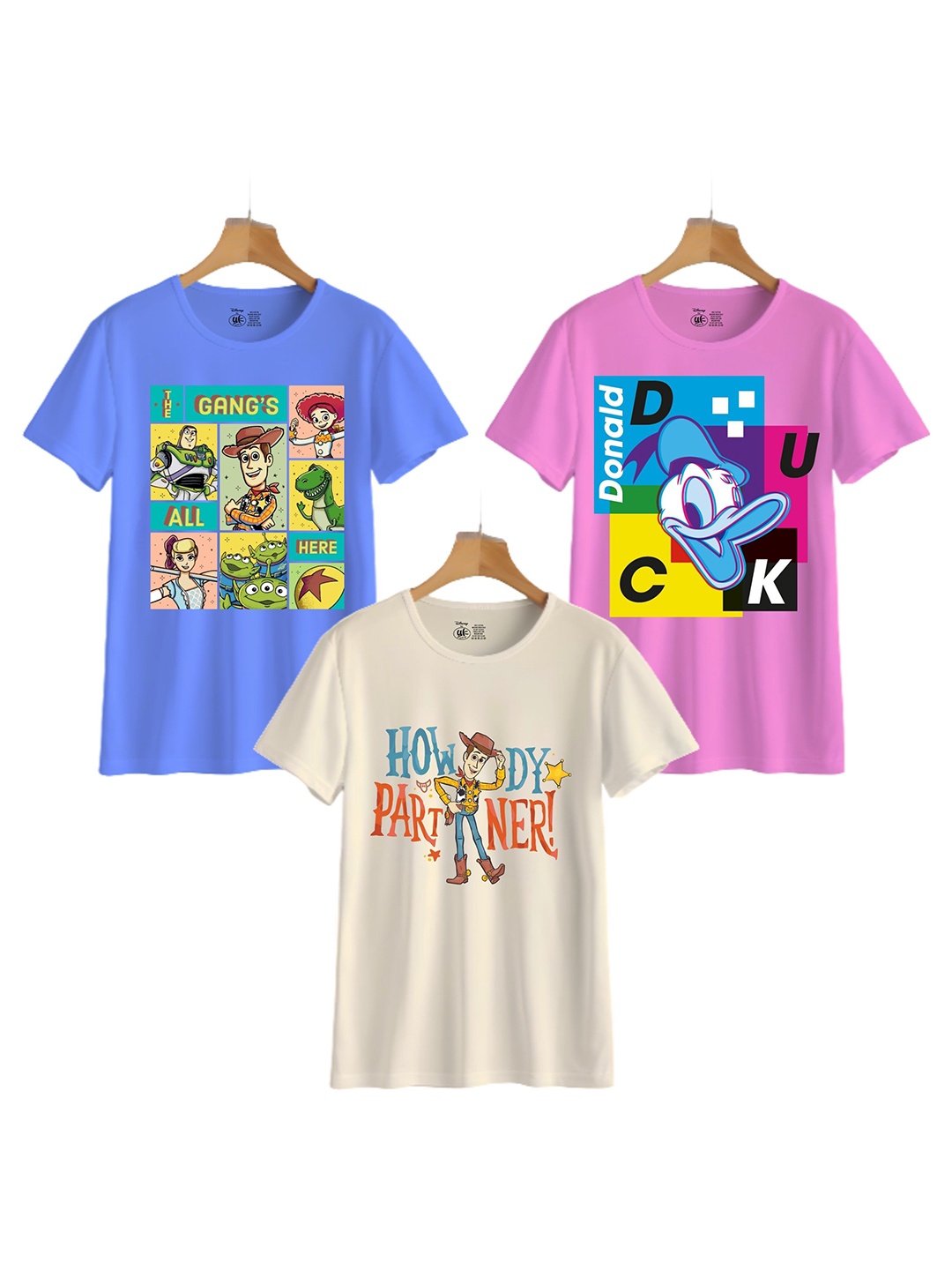 

YK Disney Boys 3 Printed Extended Sleeves Applique T-shirt, Multi